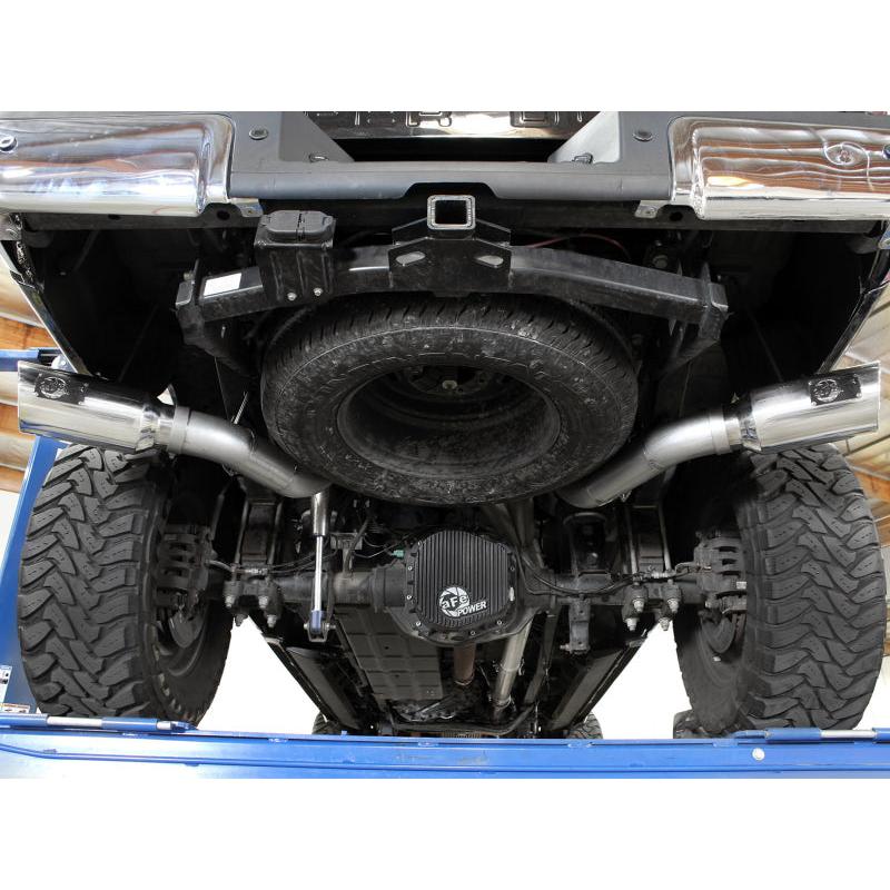 aFe Large Bore-HD 4in 409 Stainless Steel DPF-Back Exhaust w/Polished Tips 15-16 Ford Diesel Truck-SR1 Performance