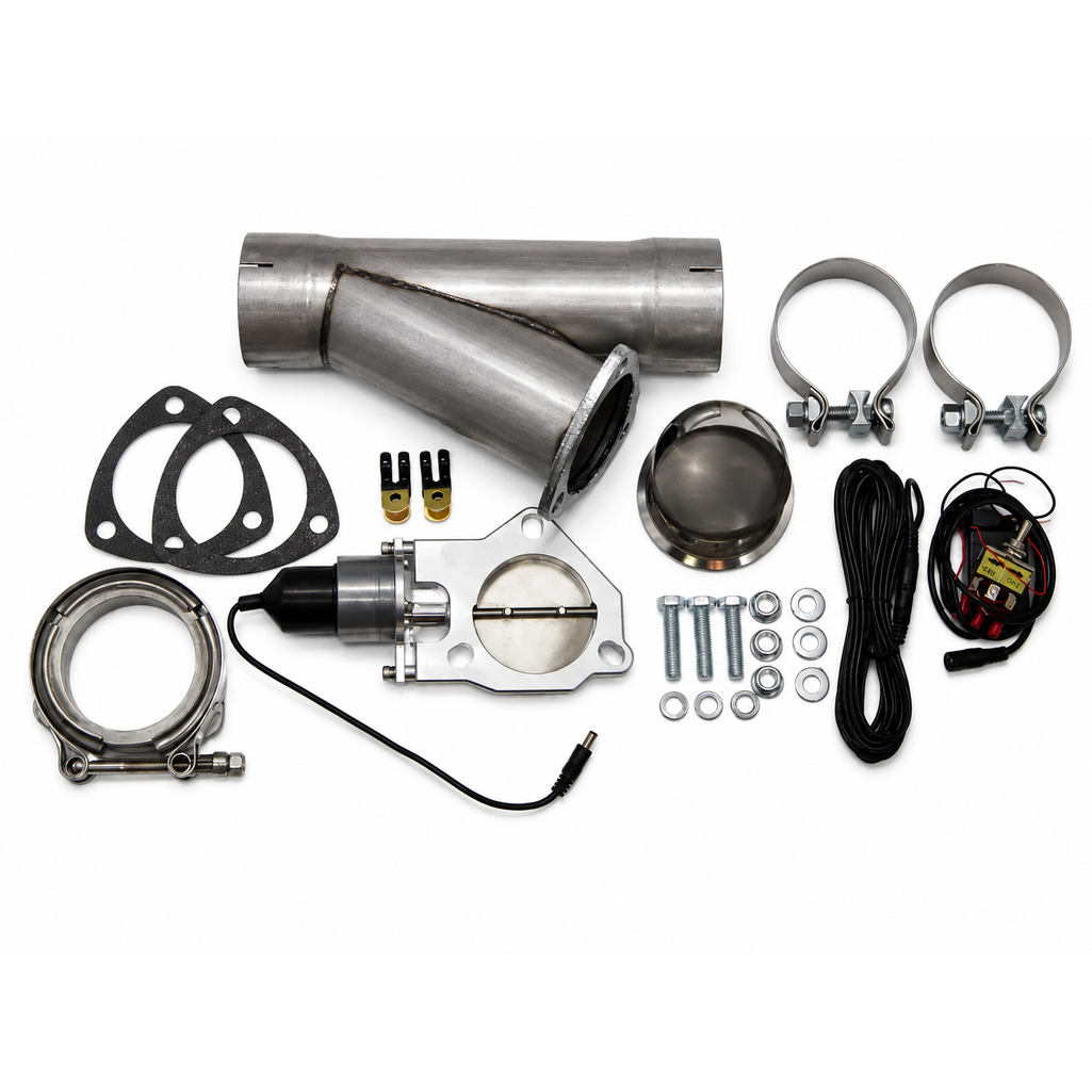 Polished stainless steel turndown with a 45-degree slanted discharge angle