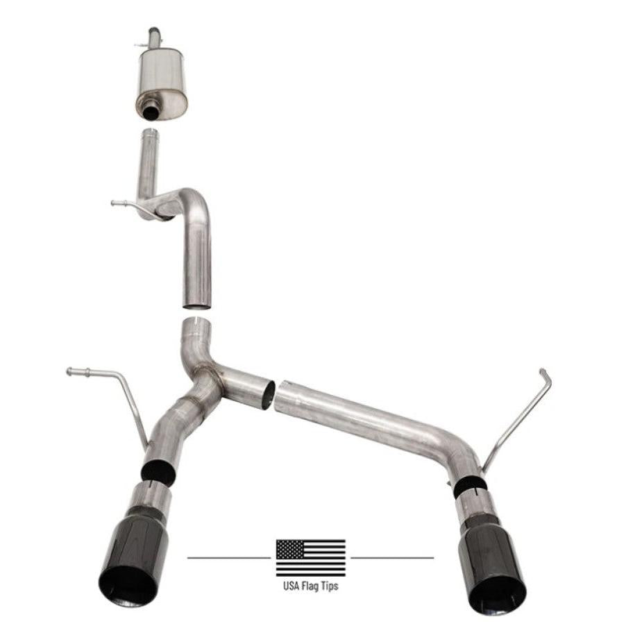 Corsa 07-18 Jeep Wrangler JKU 3.6L/3.8L 2.75in Sport Cat-Back Exhaust w/ 4in American Flag BlacTips-SR1 Performance