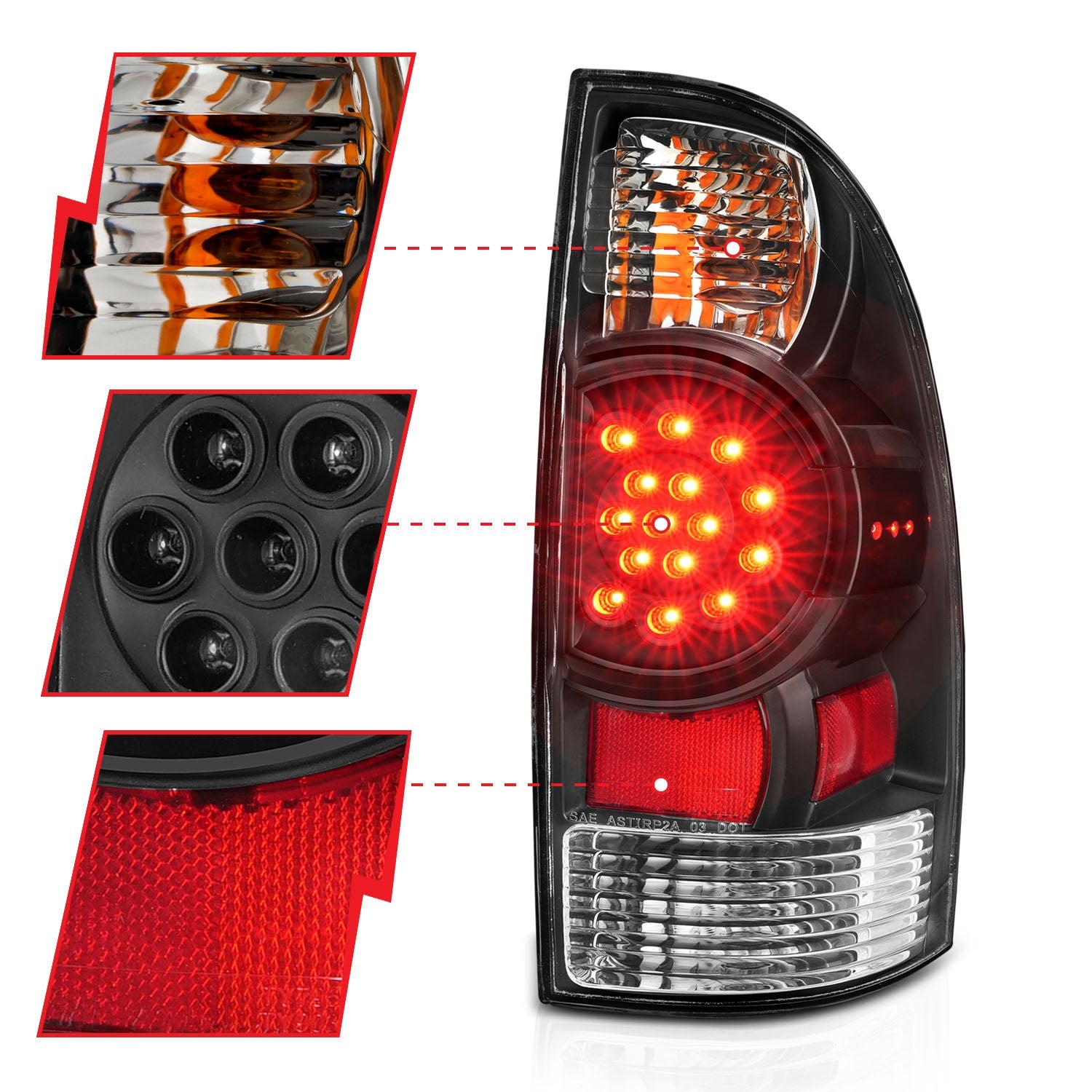TOYOTA TACOMA 05-15 LED TAIL LIGHTS BLACK