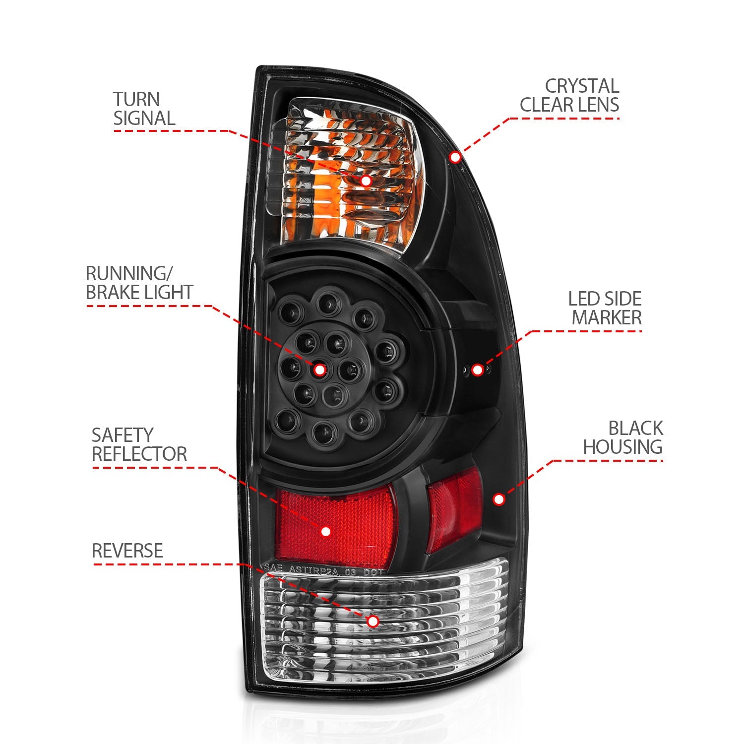 TOYOTA TACOMA 05-15 LED TAIL LIGHTS BLACK