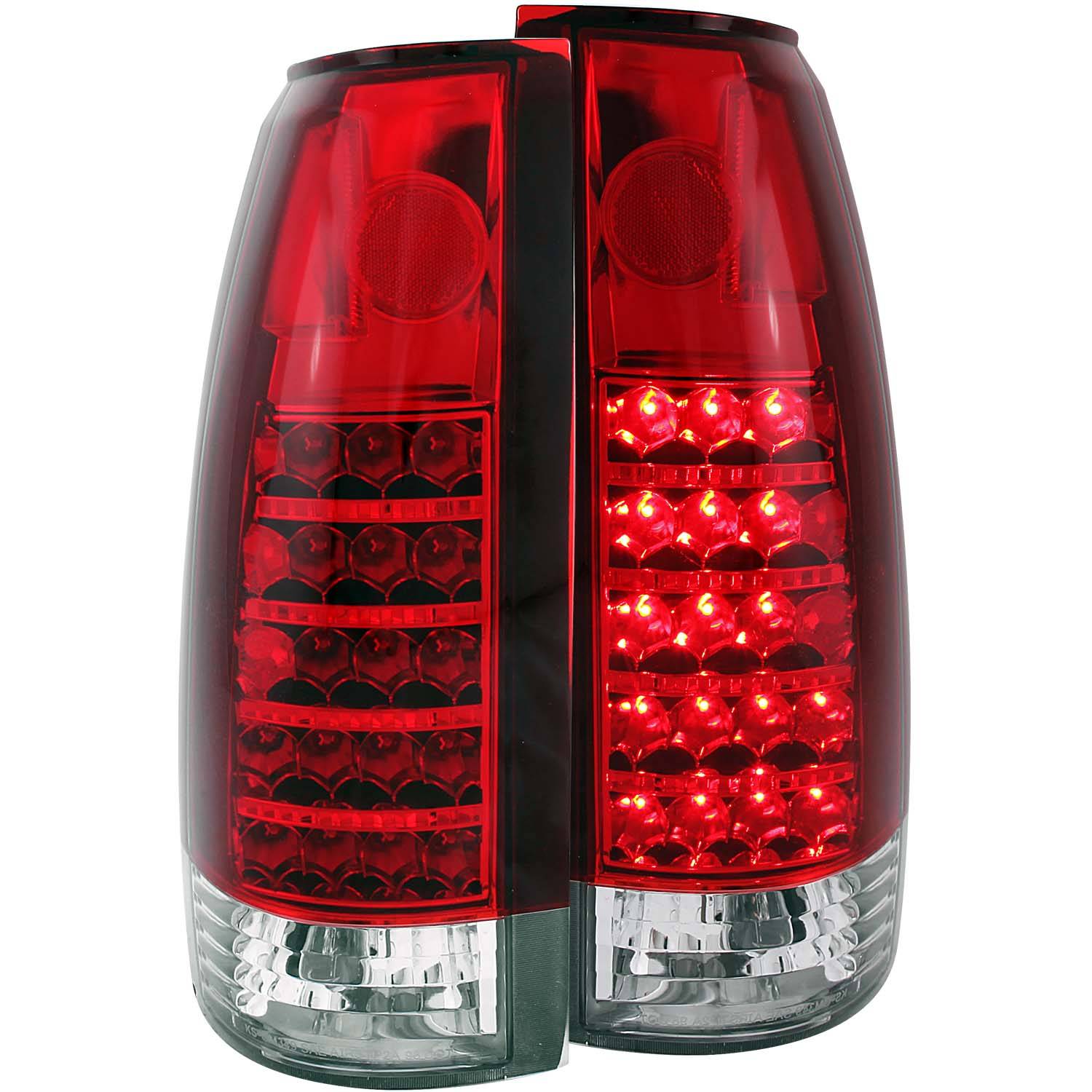 CHEVY/GMC C/K1500/2500 88-98 / C/K3500 88-00 / SUBURBAN 92-99 / BLAZER (FULL-SIZE) 92-94 / TAHOE 95-99 / YUKON 92-99 LED TAIL LIGHTS CHROME RED/CLEAR LENS