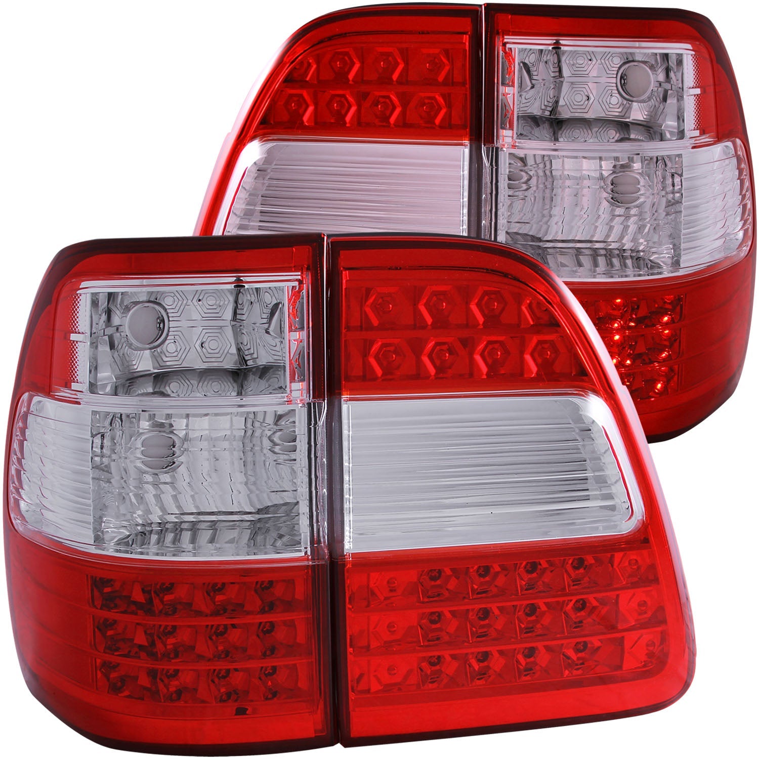 TOYOTA LAND CRUISER FJ100 98-05 LED TAIL LIGHTS G2 CHROME RED/CLEAR LENS 2PC