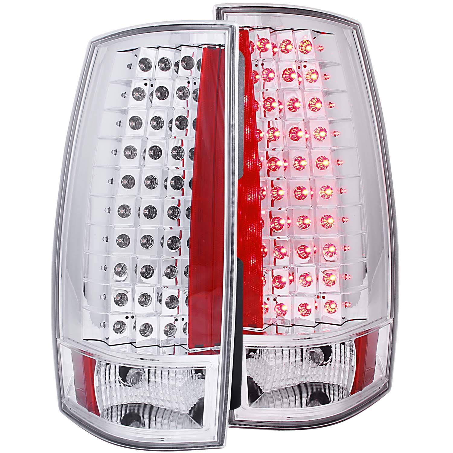CHEVY TAHOE/SUBURBAN / GMC YUKON/XL/DENALI 07-14 LED TAIL LIGHTS CHROME CLEAR LENS G4