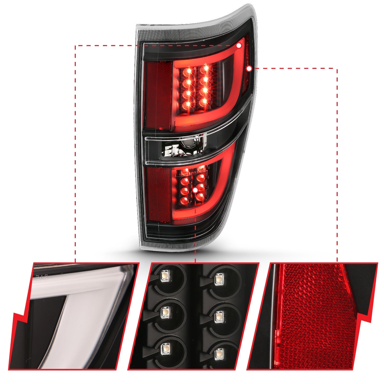 FORD F-150 09-14 LED TAIL LIGHTS G2 BLACK CLEAR LENS