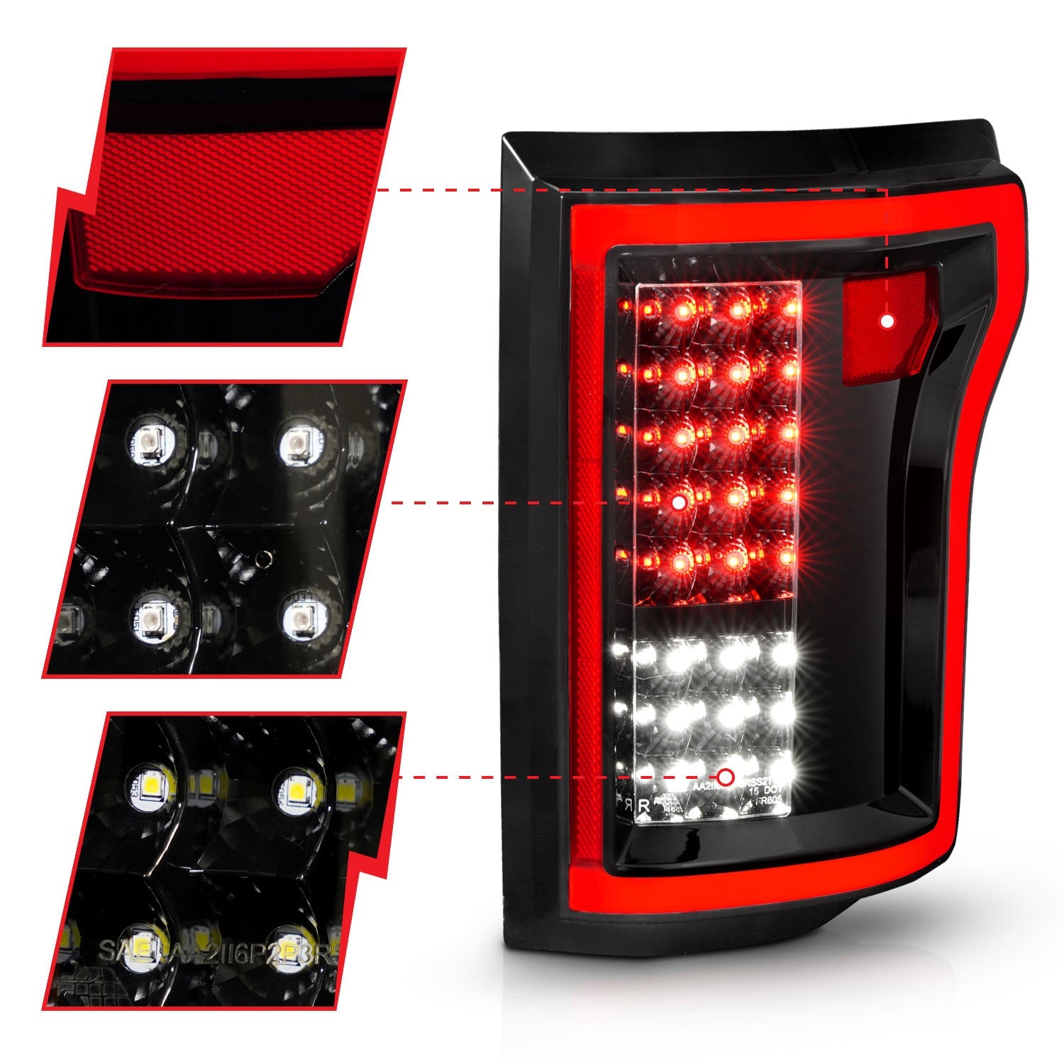 FORD F-150 15 -17 FULL LED TAIL LIGHTS BLACK CLEAR LENS