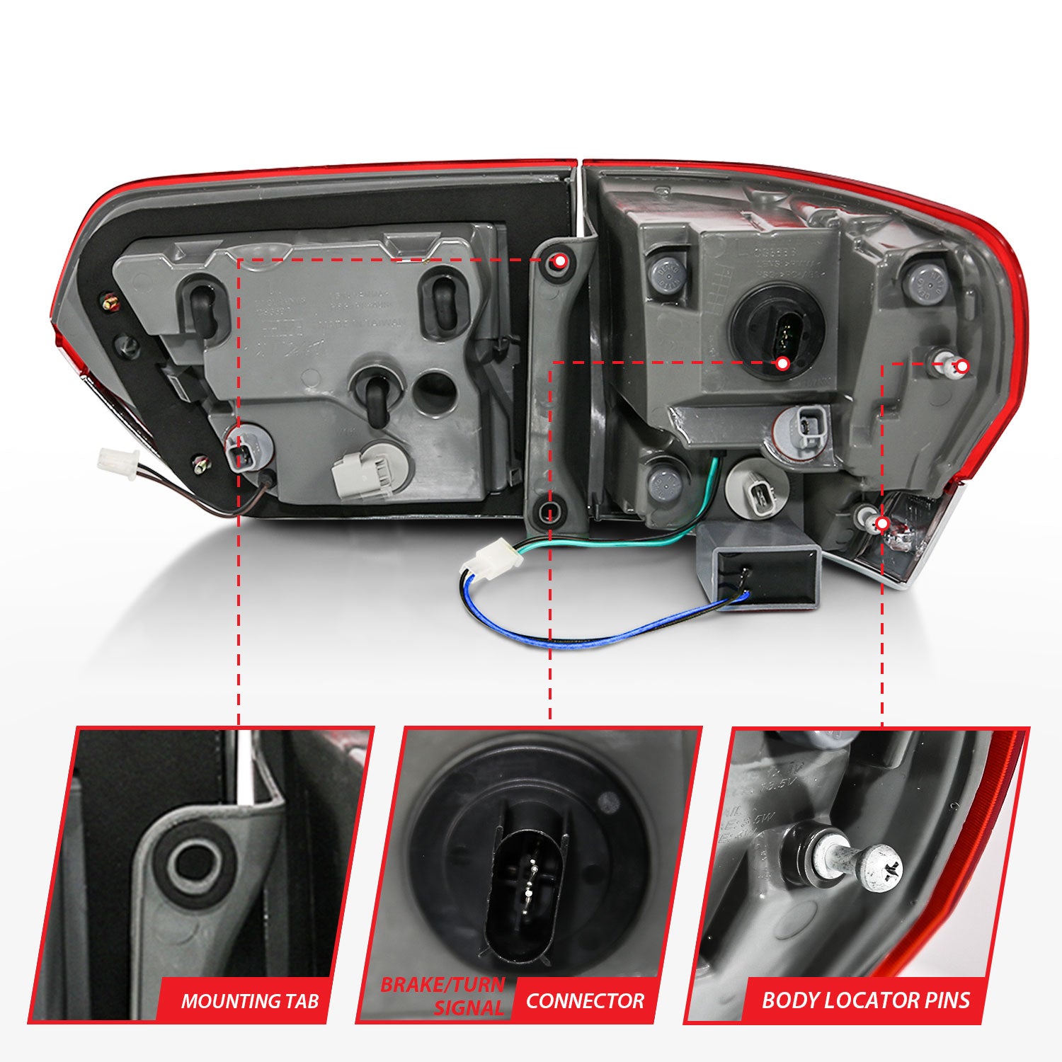 JEEP GRAND CHEROKEE 14-22 LED TAIL LIGHTS RED/CLEAR BLACK TRIM (4PCS)