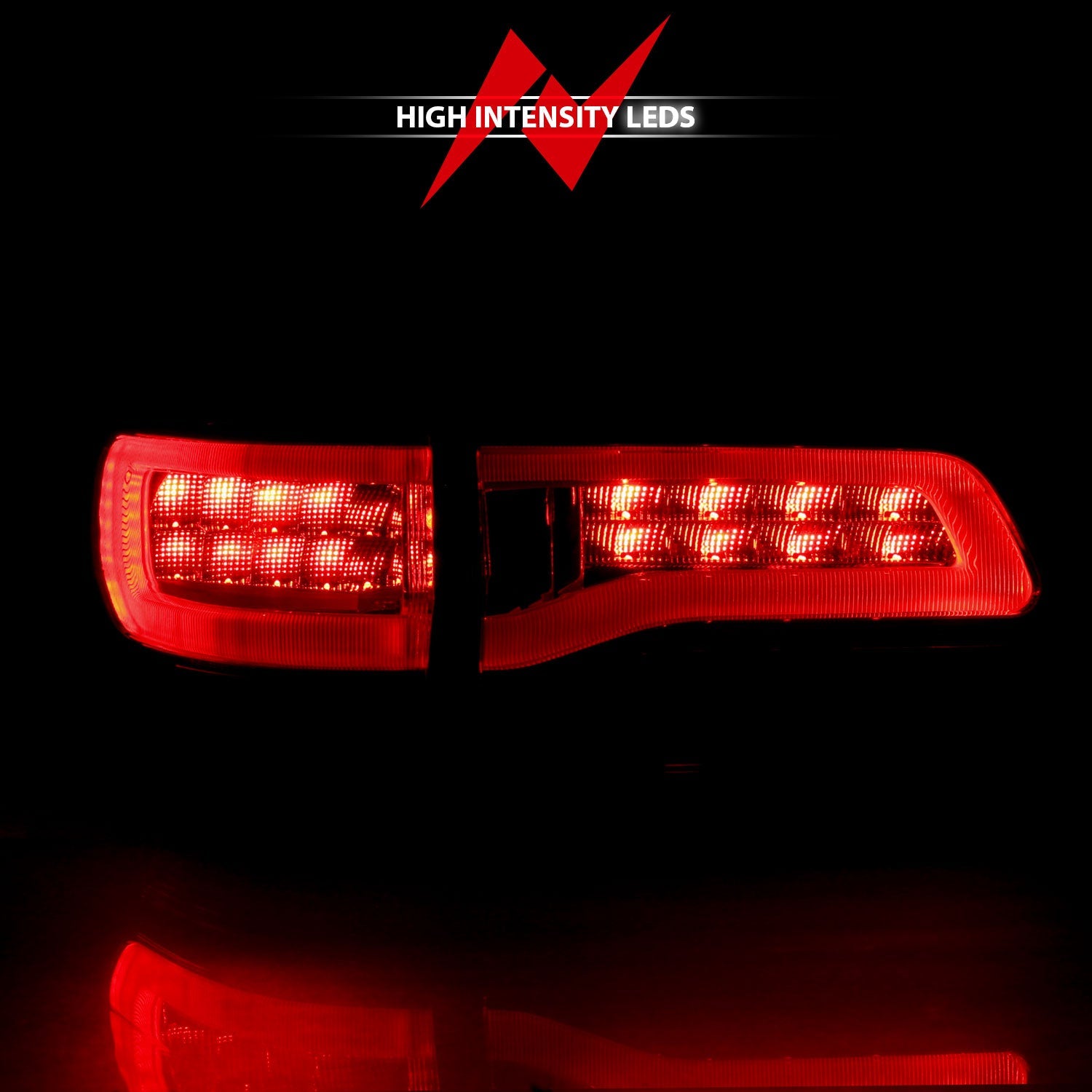 JEEP GRAND CHEROKEE 14-22 LED TAIL LIGHTS RED/CLEAR BLACK TRIM (4PCS)