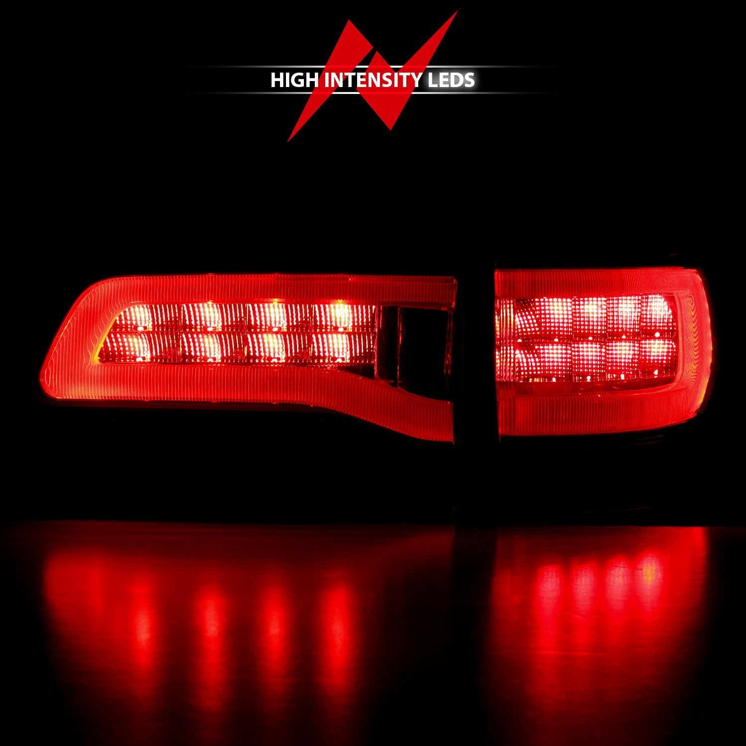 JEEP GRAND CHEROKEE 14-22 LED TAIL LIGHT RED/SMOKE LENS BLACK TRIM (4PCS)