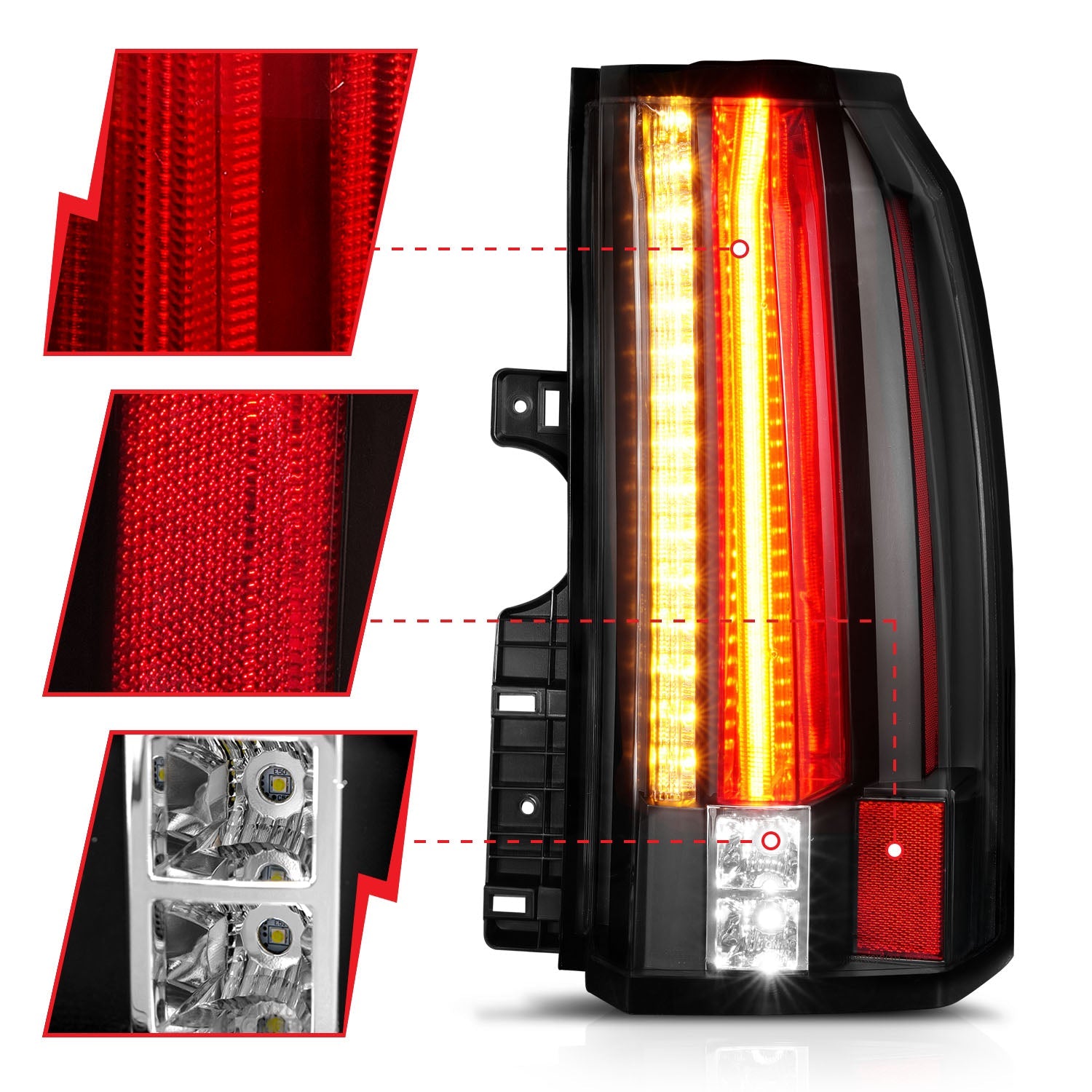 GMC YUKON / YUKON XL / DENALI 15-20 LED TAIL LIGHTS BLACK