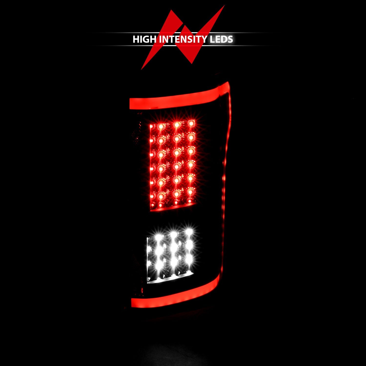 FORD F-150 15-17 FULL LED TAIL LIGHTS G2 BLACK (WHITE LIGHT BAR)