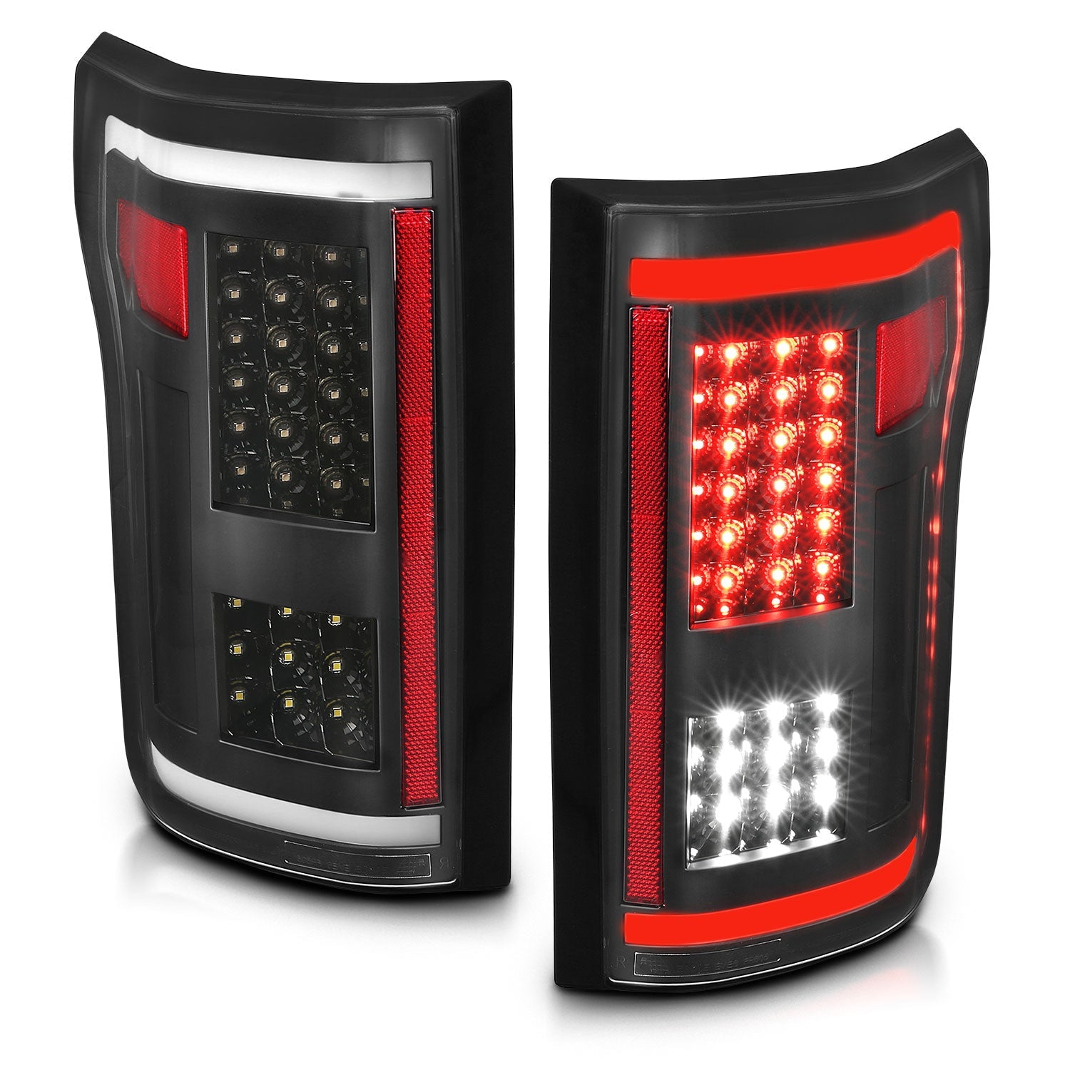 FORD F-150 15-17 FULL LED TAIL LIGHTS G2 BLACK (WHITE LIGHT BAR)