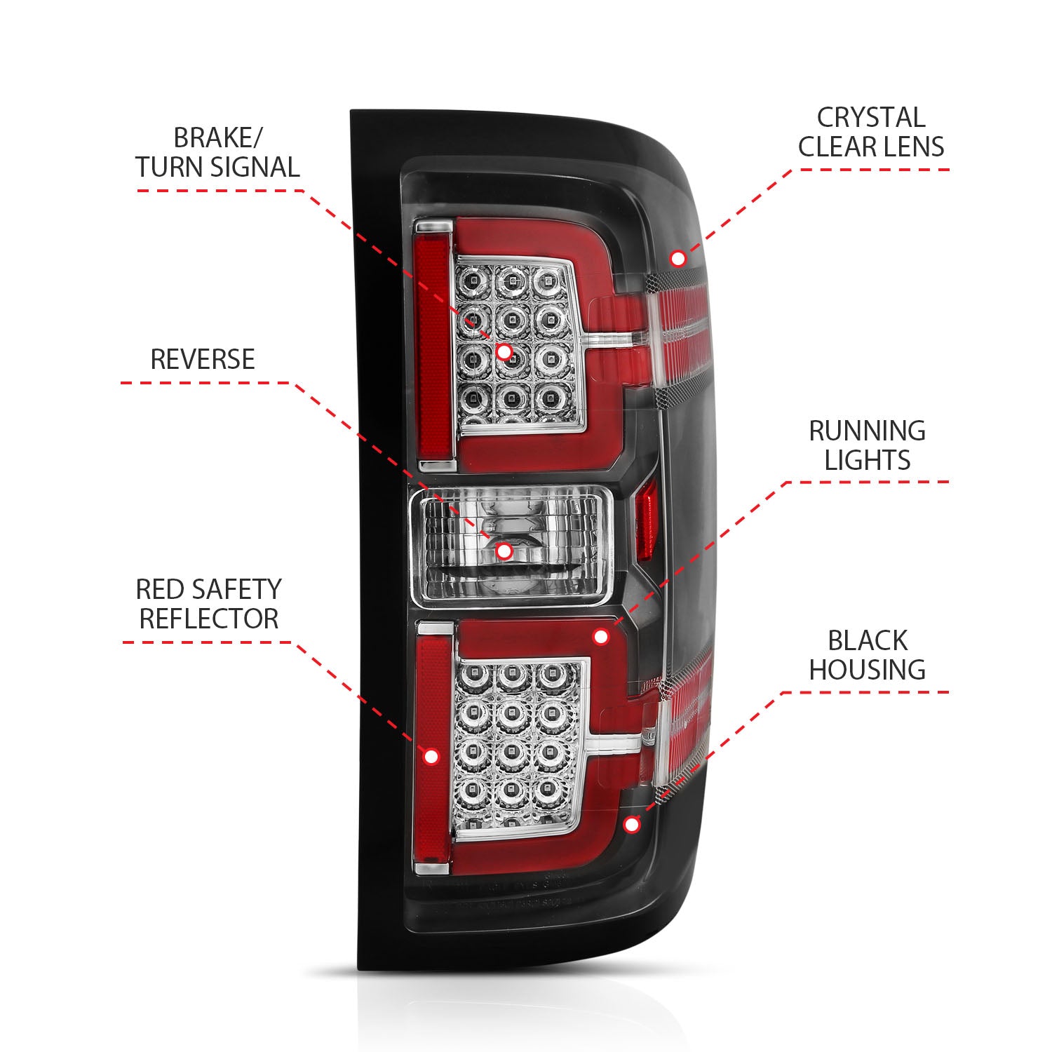 CHEVY SILVERADO 14-18 1500 / 15-19 2500HD/3500HD / GMC SIERRA 15-19 2500HD/3500HD DUALLY LED LIGHT BAR STYLE TAIL LIGHTS BLACK CLEAR LENS (SEQUENTIAL SIGNAL)(NON-OEM LED ONLY)