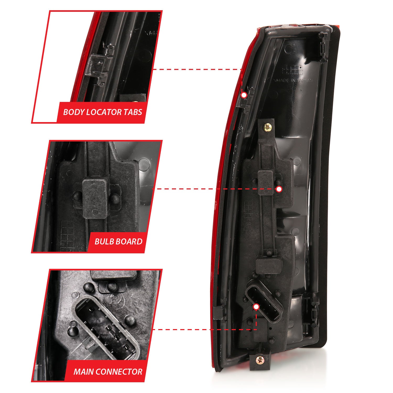CHEVY/GMC C/K 1500/2500 88-98 / C/K 3500 88-00 / SUBURBAN 92-99 / TAHOE 95-99 / BLAZER (FULL SIZE) 92-94 / YUKON 92-99 / CADILLAC ESCALADE 99-00 TAIL LIGHTS CHROME RED/CLEAR LENS W/ CIRCUIT BOARD (OE TYPE)