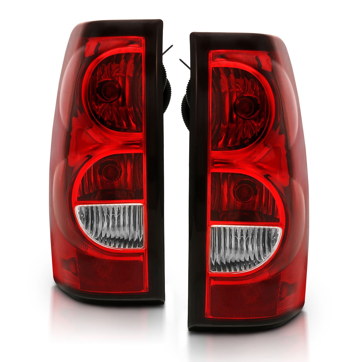 CHEVY SILVERADO 03-06 1500/2500/3500 / 07 CLASSIC TAIL LIGHTS RED/CLEAR LENS W/ BLACK TRIM (OE TYPE) (DOES NOT FIT DUALLY MODELS)