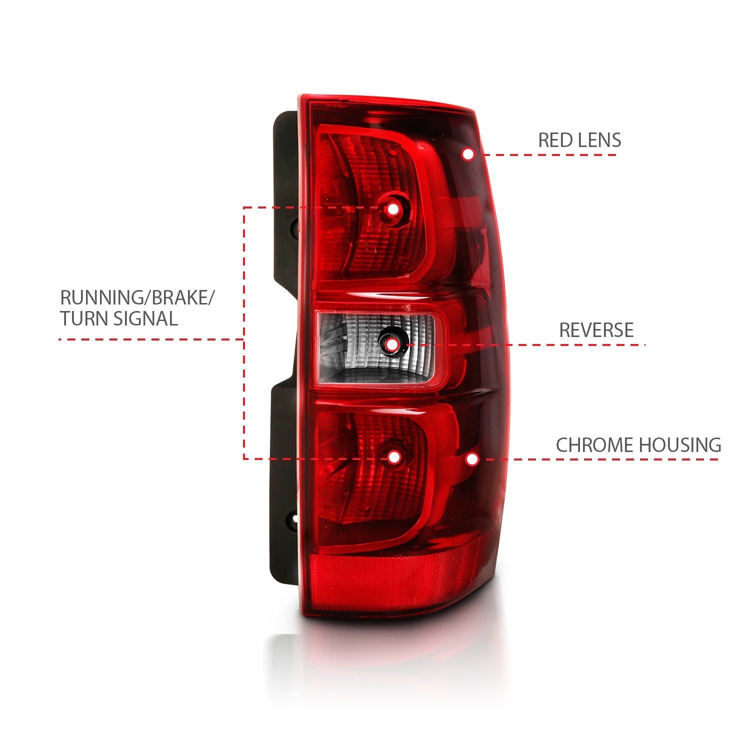 CHEVY TAHOE/SUBURBAN 07-14 TAIL LIGHT BLACK RED/CLEAR LENS (OE TYPE)