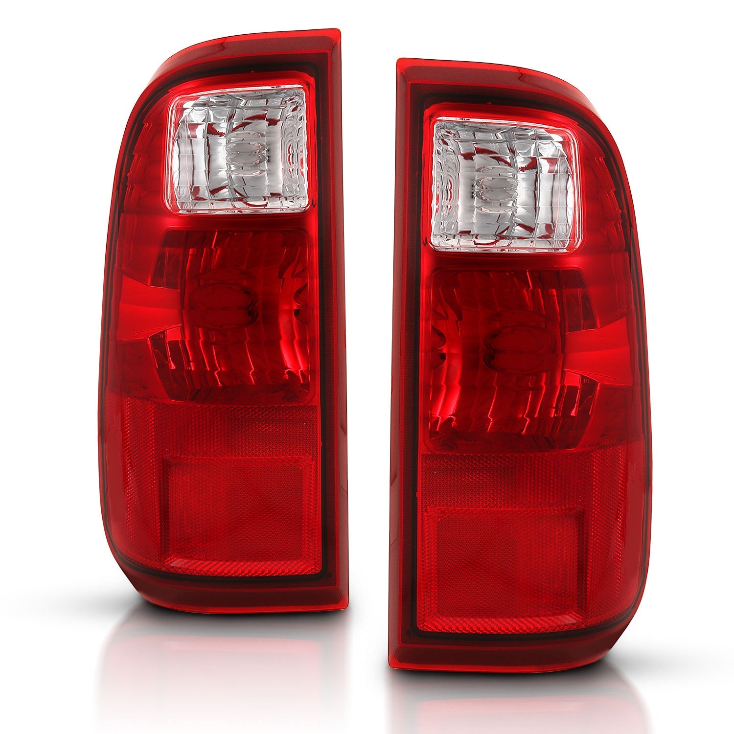 FORD F-250/F-350/F-450 SUPER DUTY 08-16 TAIL LIGHTS CHROME RED/CLEAR LENS (OE TYPE REPLACEMENT)