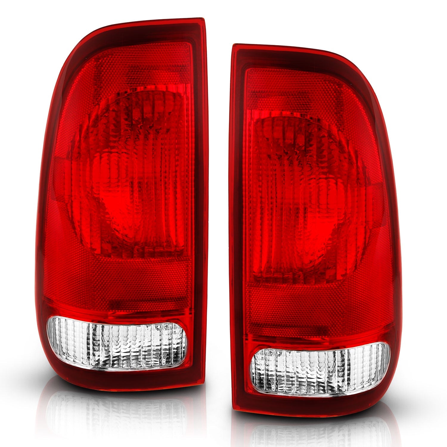 FORD F-150 97-03 / F-250/F-350/F-450 SUPER DUTY 99-07 TAIL LIGHT CHROME RED/CLEAR LENS (OE TYPE REPLACEMENT)