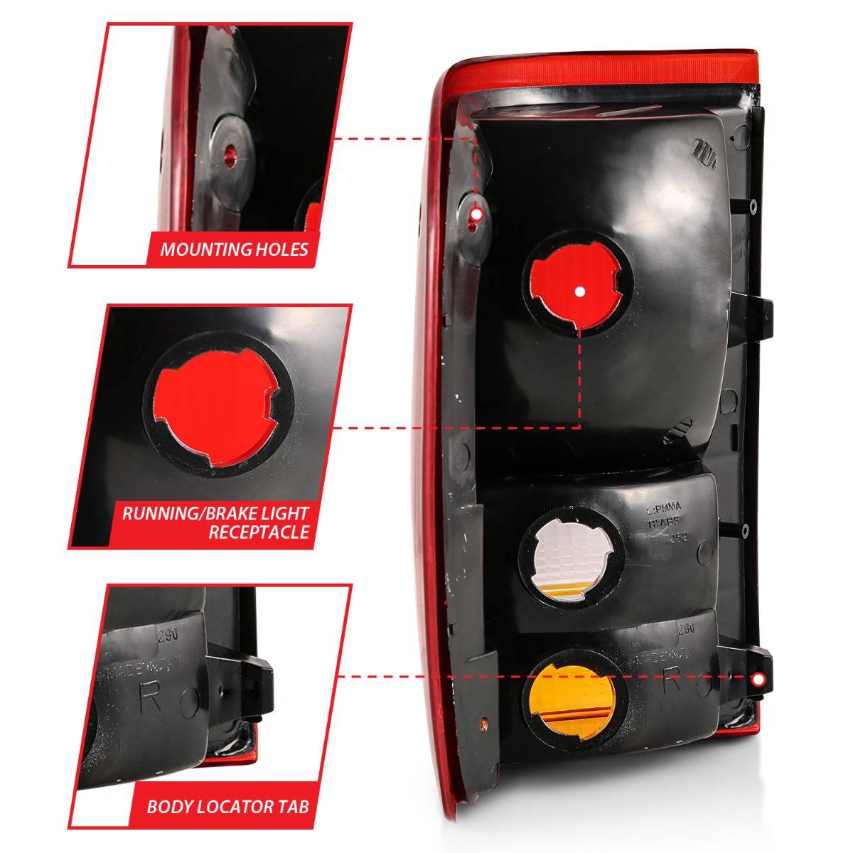 FORD RANGER 93-97 TAIL LIGHT CHROME RED/CLEAR/AMBER LENS (OE TYPE)
