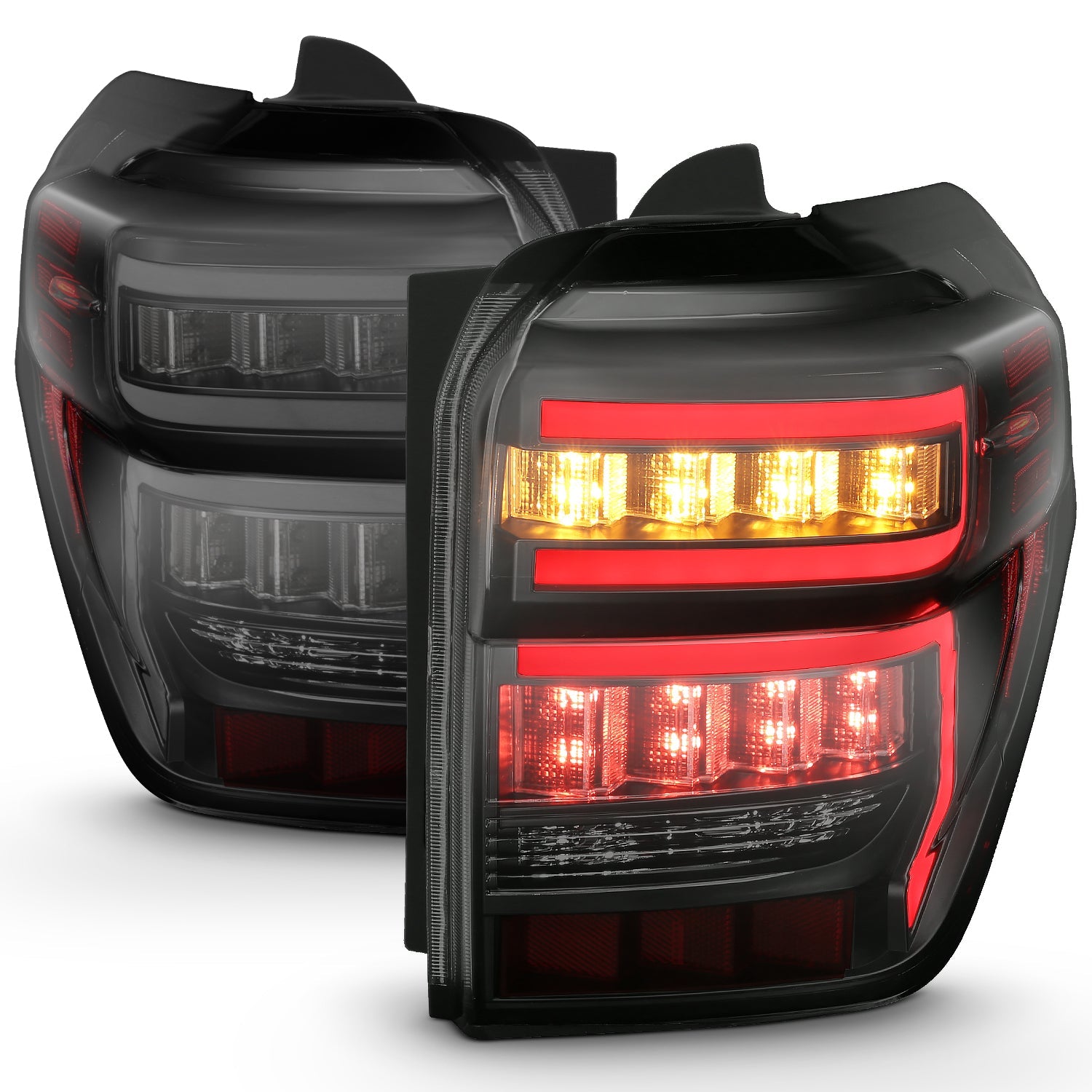 TOYOTA 4RUNNER 14-23 LED BAR STYLE TAIL LIGHTS BLACK SMOKE LENS W/ SEQUENTIAL SIGNAL