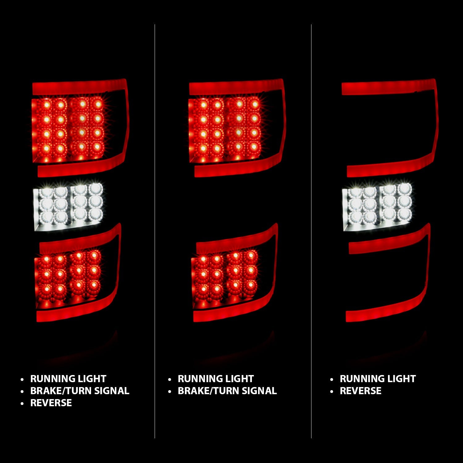 FORD F-150 18-20 FULL LED TAIL LIGHTS BLACK W/ SEQUENTIAL SIGNAL (RED LIGHT BAR)