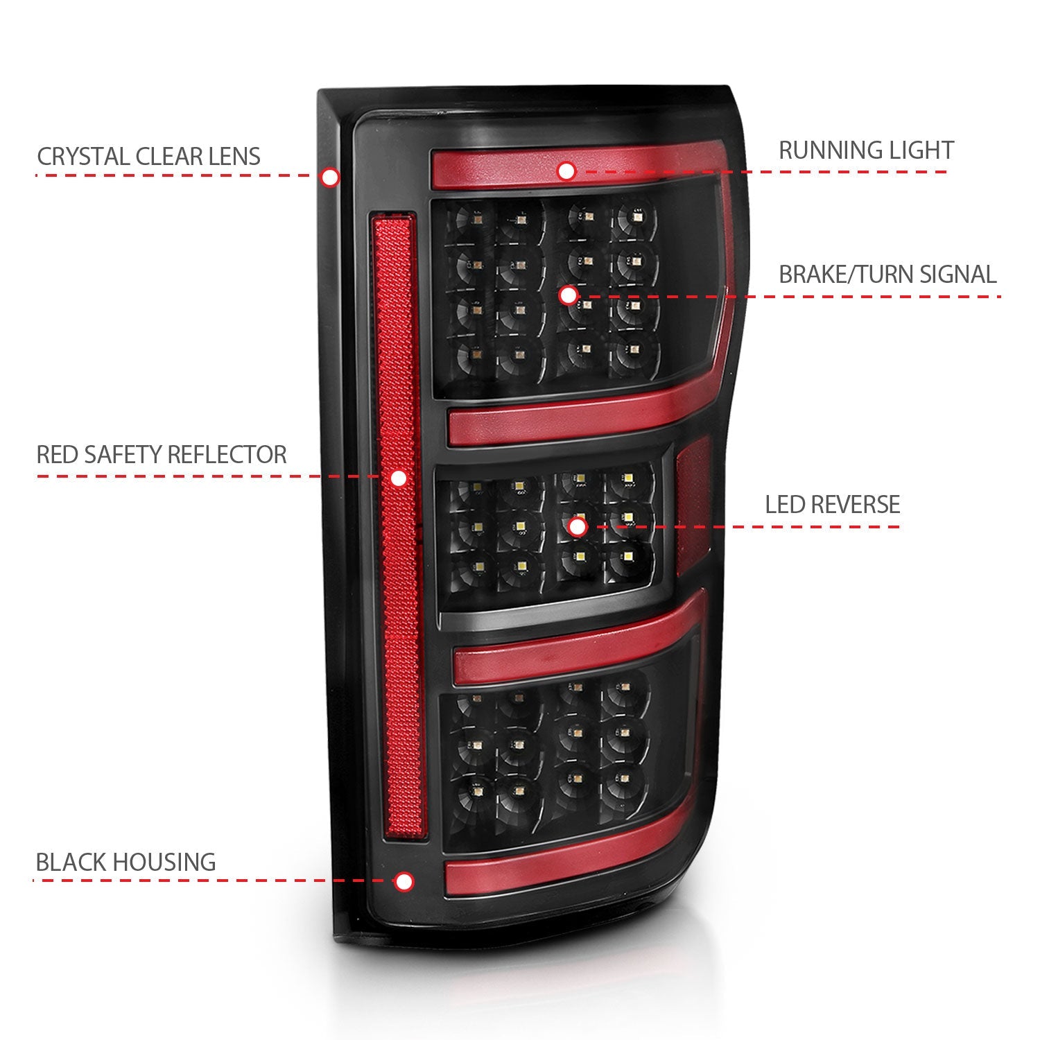 FORD F-150 18-20 FULL LED TAIL LIGHTS BLACK W/ SEQUENTIAL SIGNAL (RED LIGHT BAR)