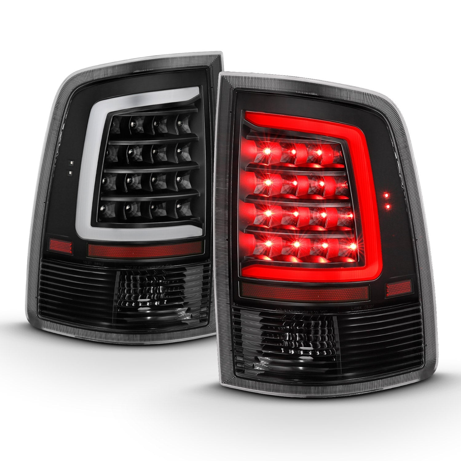 DODGE RAM 1500 09-18 / 2500 3500 10-18 LED C BAR TAIL LIGHTS BLACK (NOT FOR OE LED TAIL LIGHT MODELS)