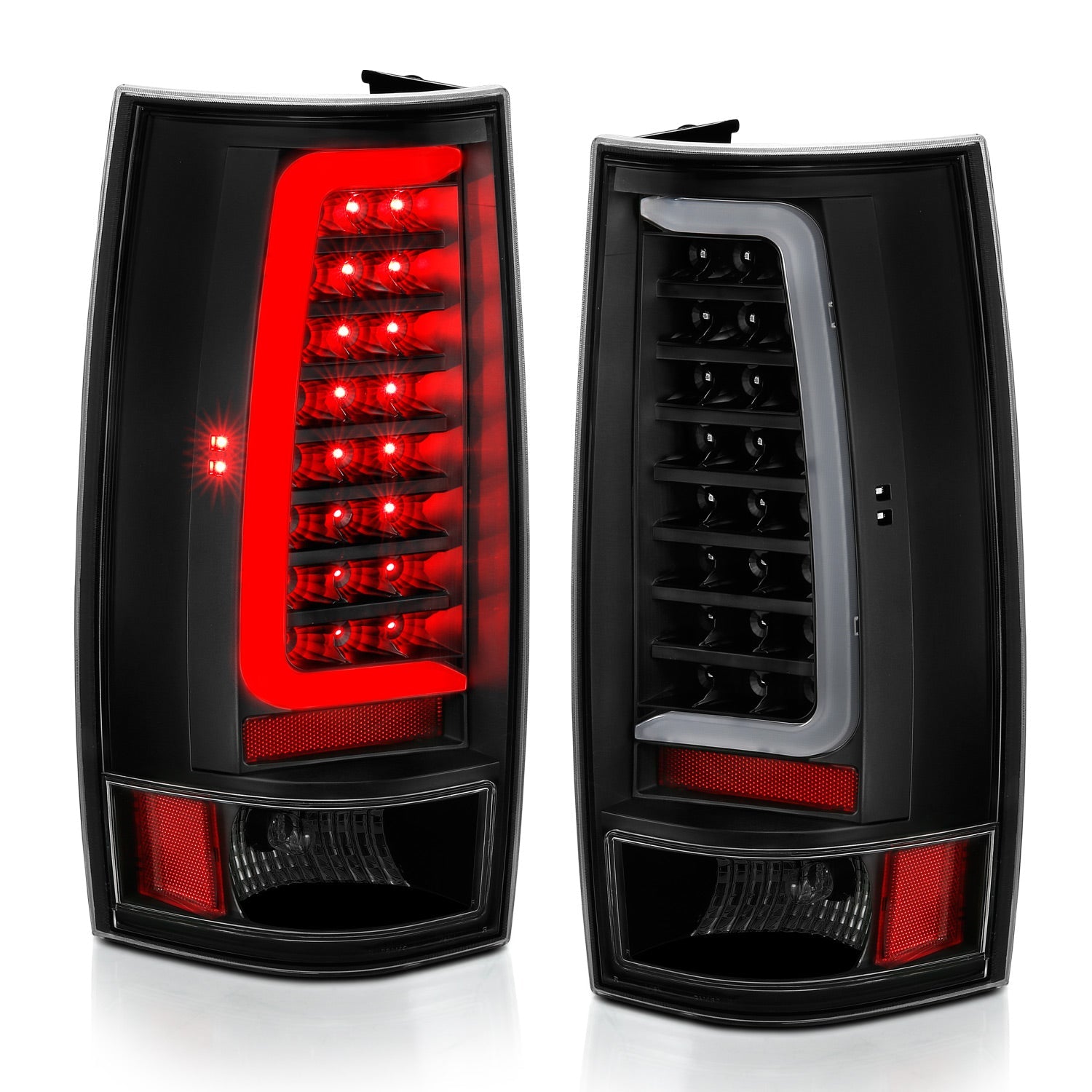 CHEVY TAHOE/SUBURBAN 07-14 / GMC YUKON/YUKON XL 07-14 LED C BAR STYLE TAIL LIGHTS BLACK CLEAR LENS