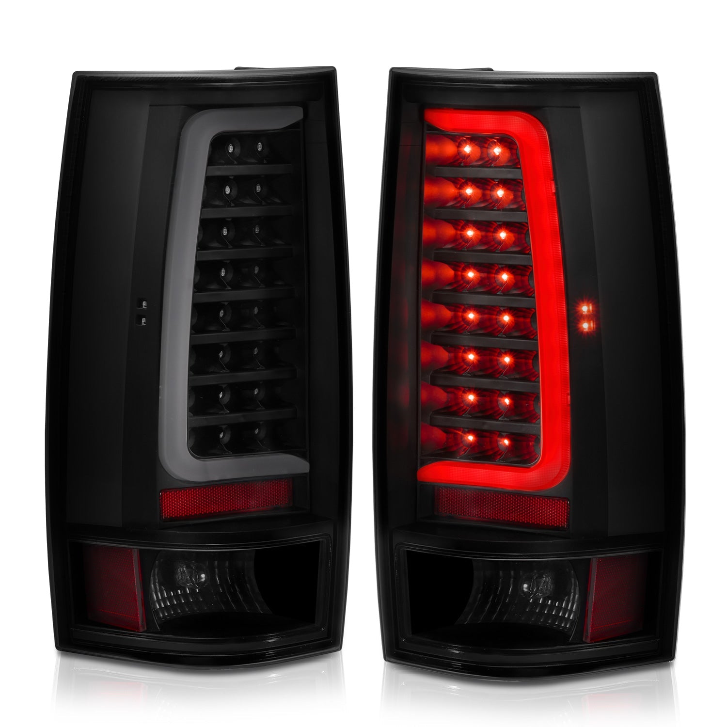 CHEVY TAHOE/SUBURBAN 07-14 / GMC YUKON/YUKON XL 07-14 LED C BAR STYLE TAIL LIGHTS BLACK SMOKE LENS