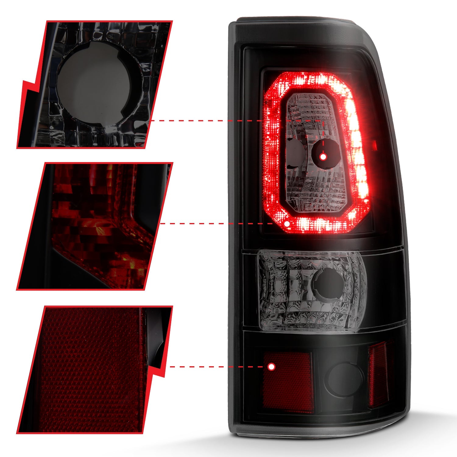 CHEVY SILVERADO 03-06 1500/2500/3500 / 07 SILVERADO CLASSIC LED BAR STYLE TAIL LIGHTS BLACK SMOKE LENS (SINGLE REAR WHEEL)