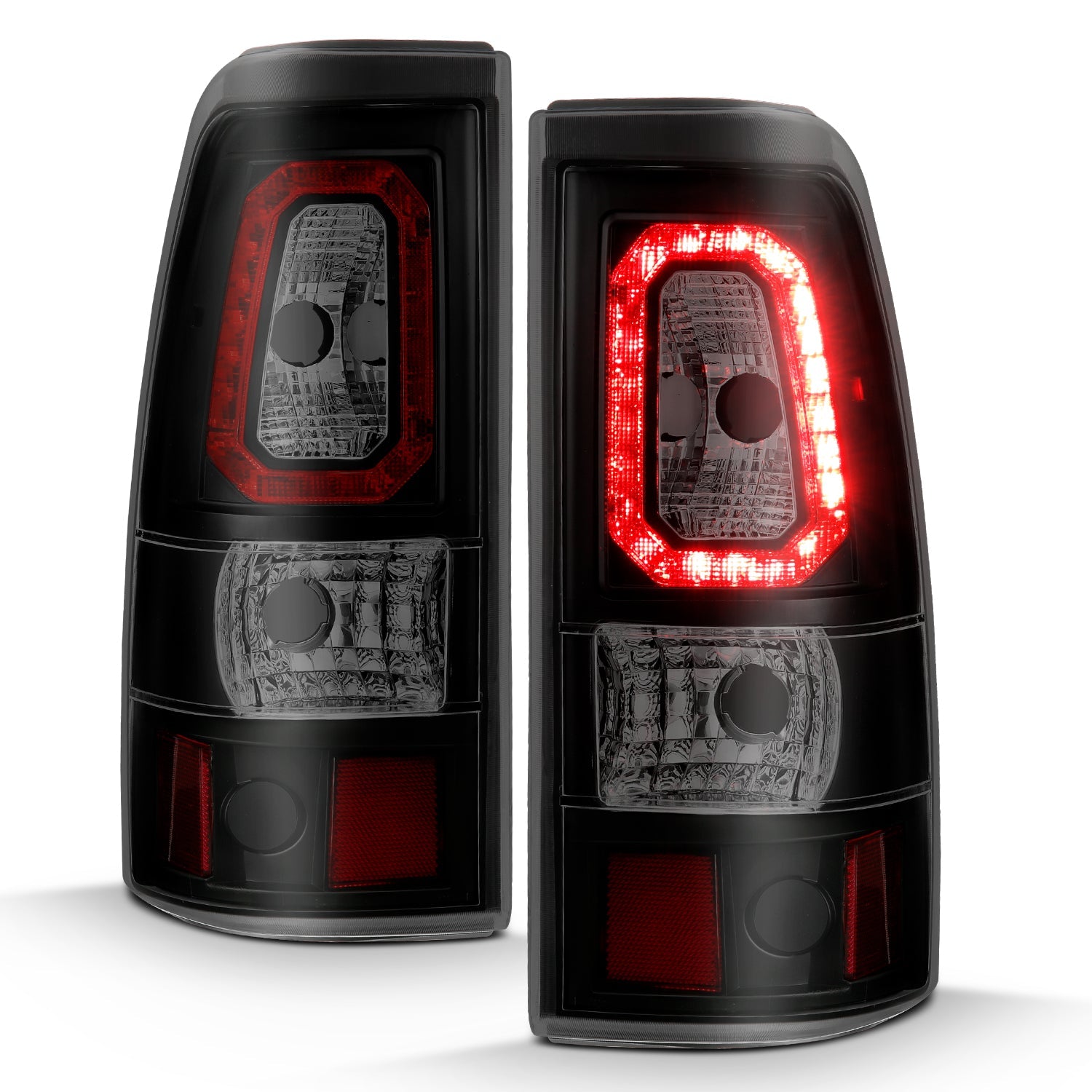 CHEVY SILVERADO 03-06 1500/2500/3500 / 07 SILVERADO CLASSIC LED BAR STYLE TAIL LIGHTS BLACK SMOKE LENS (SINGLE REAR WHEEL)
