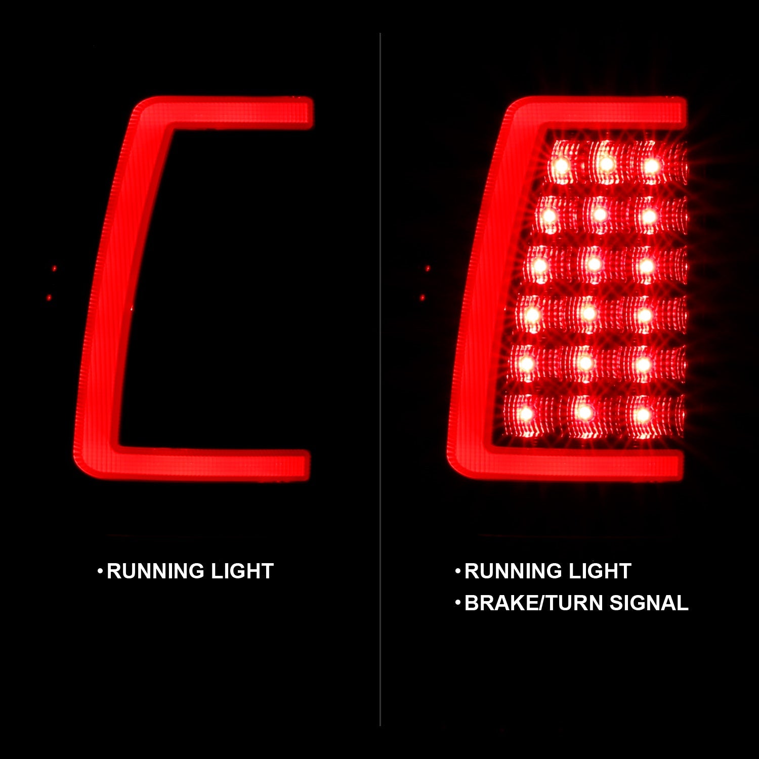 CHEVY SILVERADO 03-06 1500/2500/3500 / 07 SILVERADO CLASSIC LED C BAR STYLE TAIL LIGHTS BLACK (SINGLE REAR WHEEL)