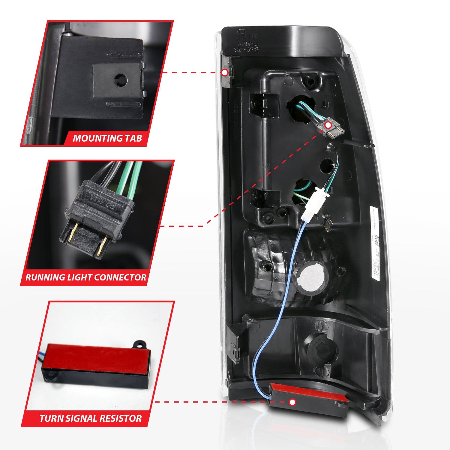 CHEVY SILVERADO 03-06 1500/2500/3500 / 07 SILVERADO CLASSIC LED C BAR STYLE TAIL LIGHTS BLACK (SINGLE REAR WHEEL)