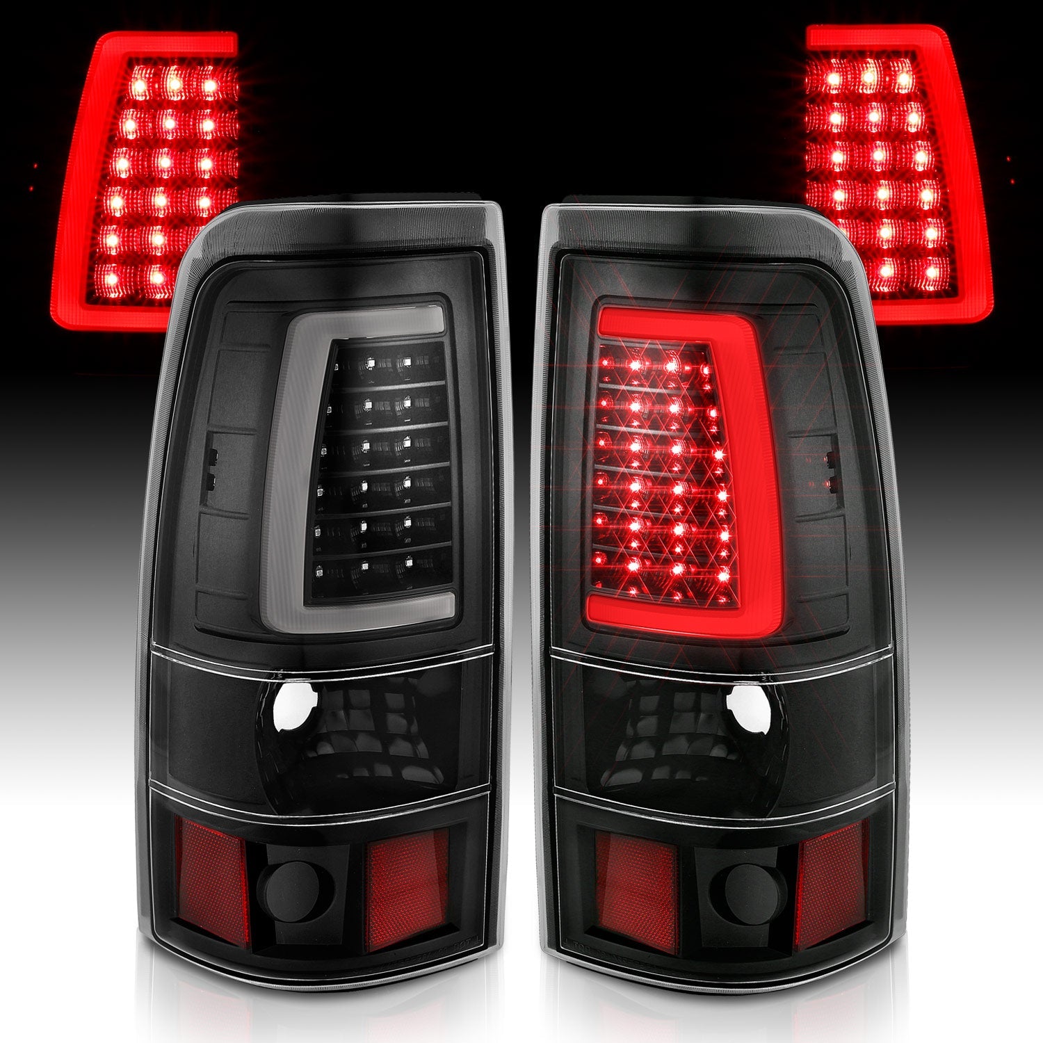 CHEVY SILVERADO 03-06 1500/2500/3500 / 07 SILVERADO CLASSIC LED C BAR STYLE TAIL LIGHTS BLACK (SINGLE REAR WHEEL)