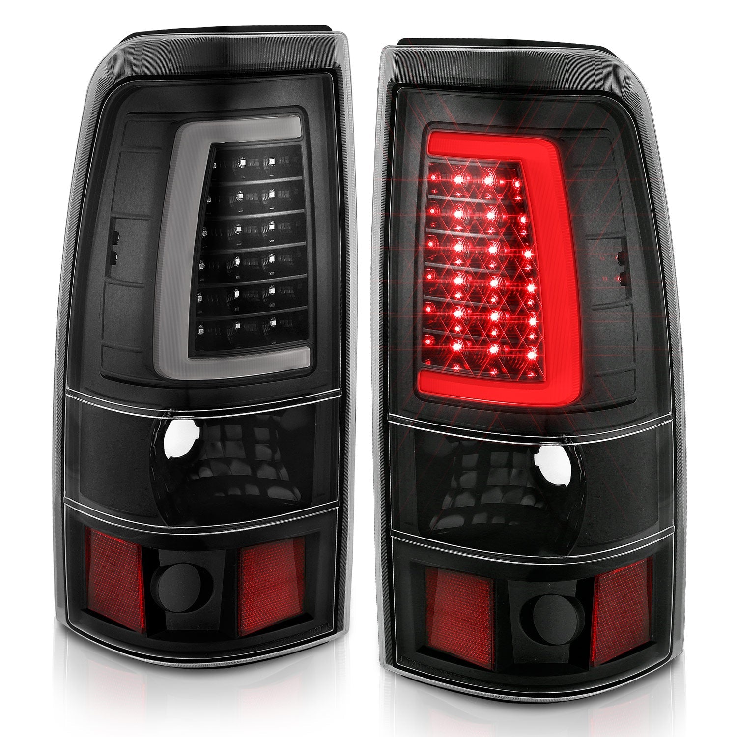 CHEVY SILVERADO 03-06 1500/2500/3500 / 07 SILVERADO CLASSIC LED C BAR STYLE TAIL LIGHTS BLACK (SINGLE REAR WHEEL)
