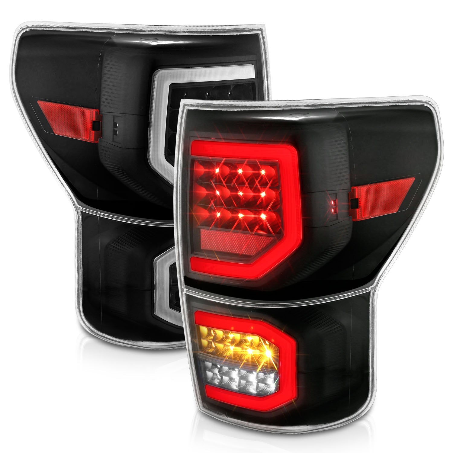 TOYOTA TUNDRA 07-13 LED TAIL LIGHTS PLANK STYLE BLACK CLEAR LENS
