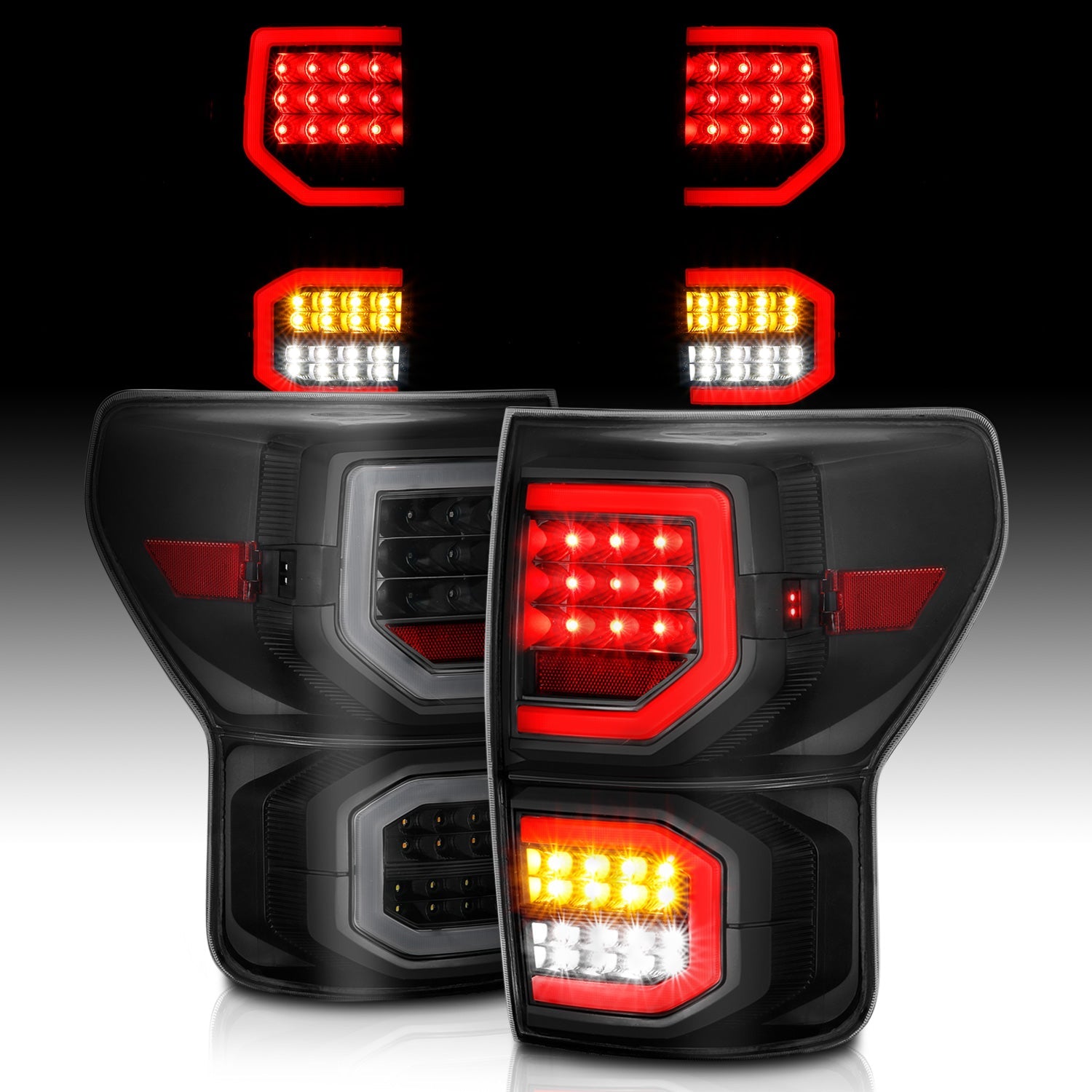 TOYOTA TUNDRA 07-13 LED TAIL LIGHTS PLANK STYLE BLACK SMOKE LENS