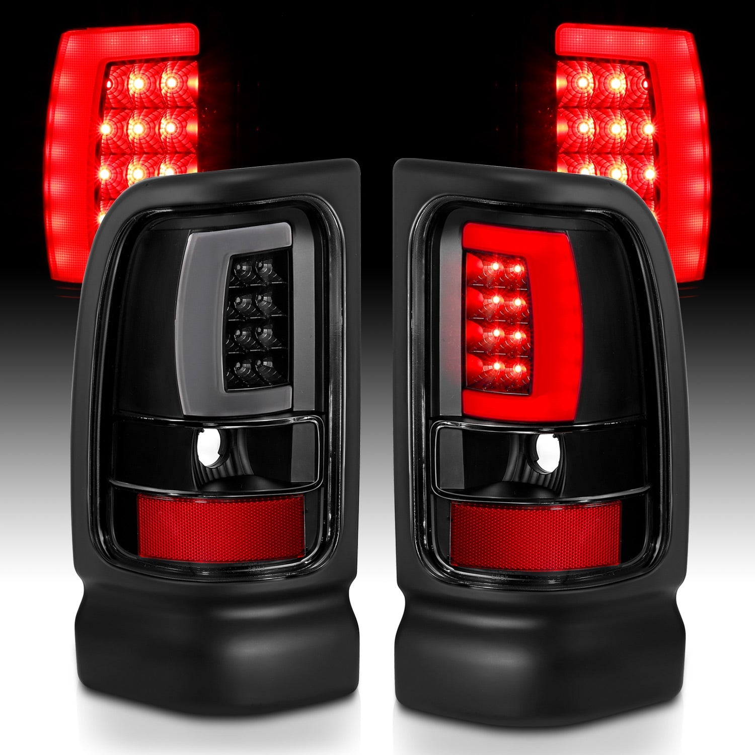 DODGE RAM 1500 94-01 2500/3500 94-02 LED PLANK STYLE TAIL LIGHTS BLACK