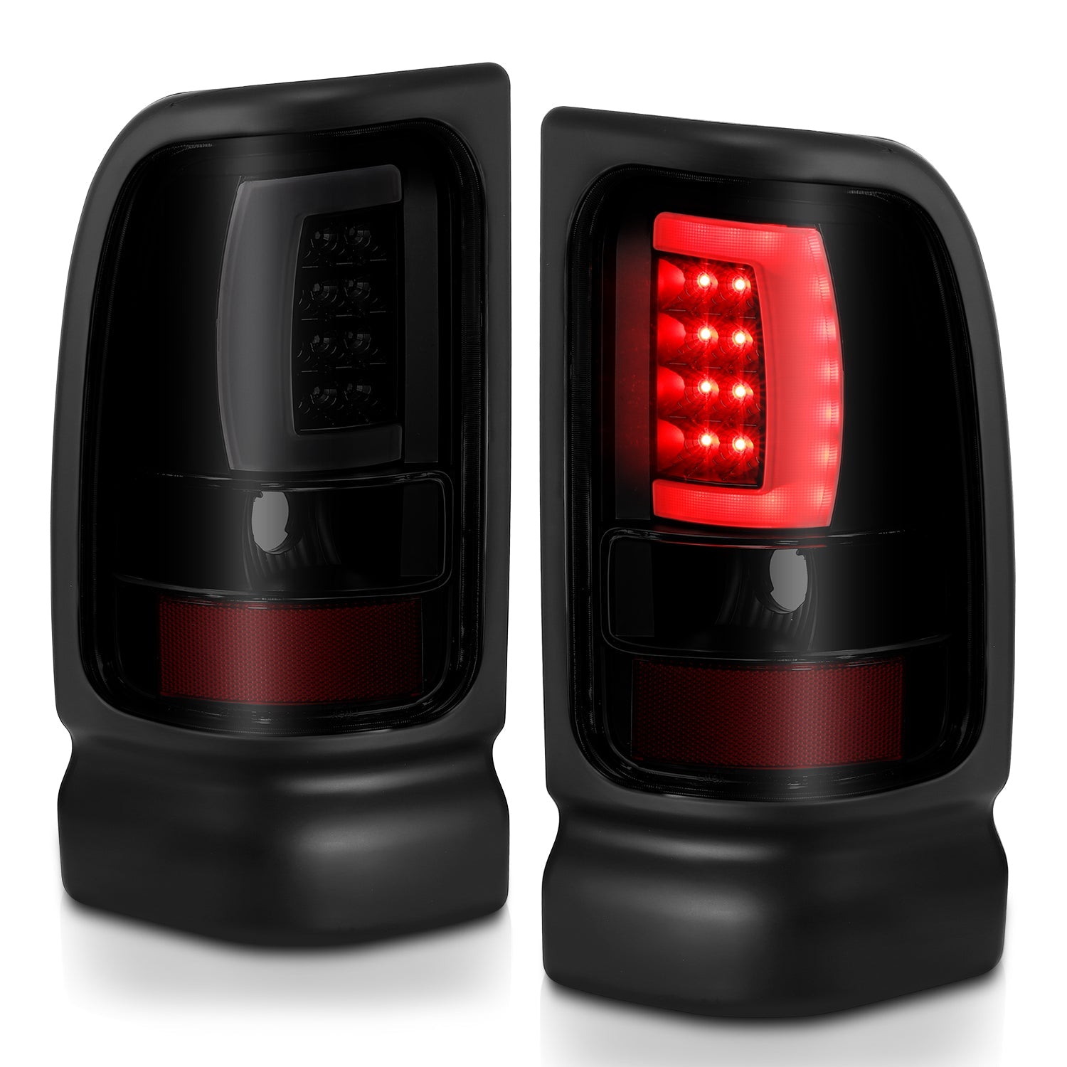 DODGE RAM 1500 94-01 2500/3500 94-02 LED PLANK STYLE TAIL LIGHTS BLACK SMOKE LENS