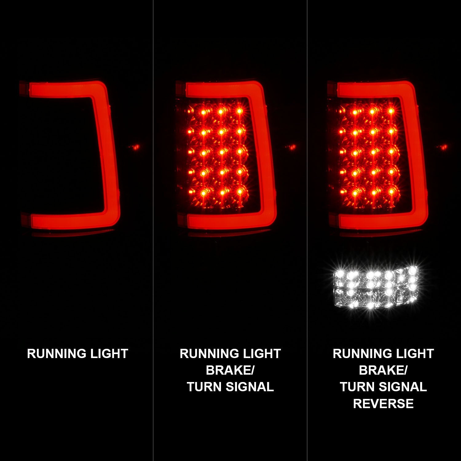 FORD F-150 04-08 FULL LED C BAR TAIL LIGHTS BLACK SMOKE LENS