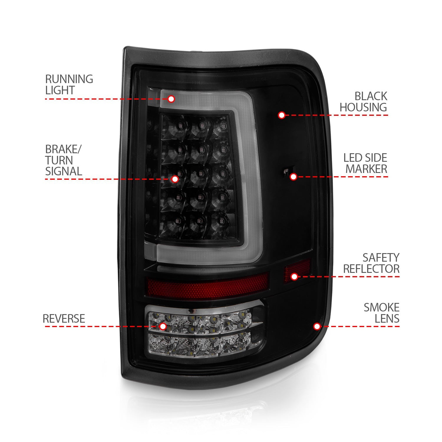 FORD F-150 04-08 FULL LED C BAR TAIL LIGHTS BLACK SMOKE LENS
