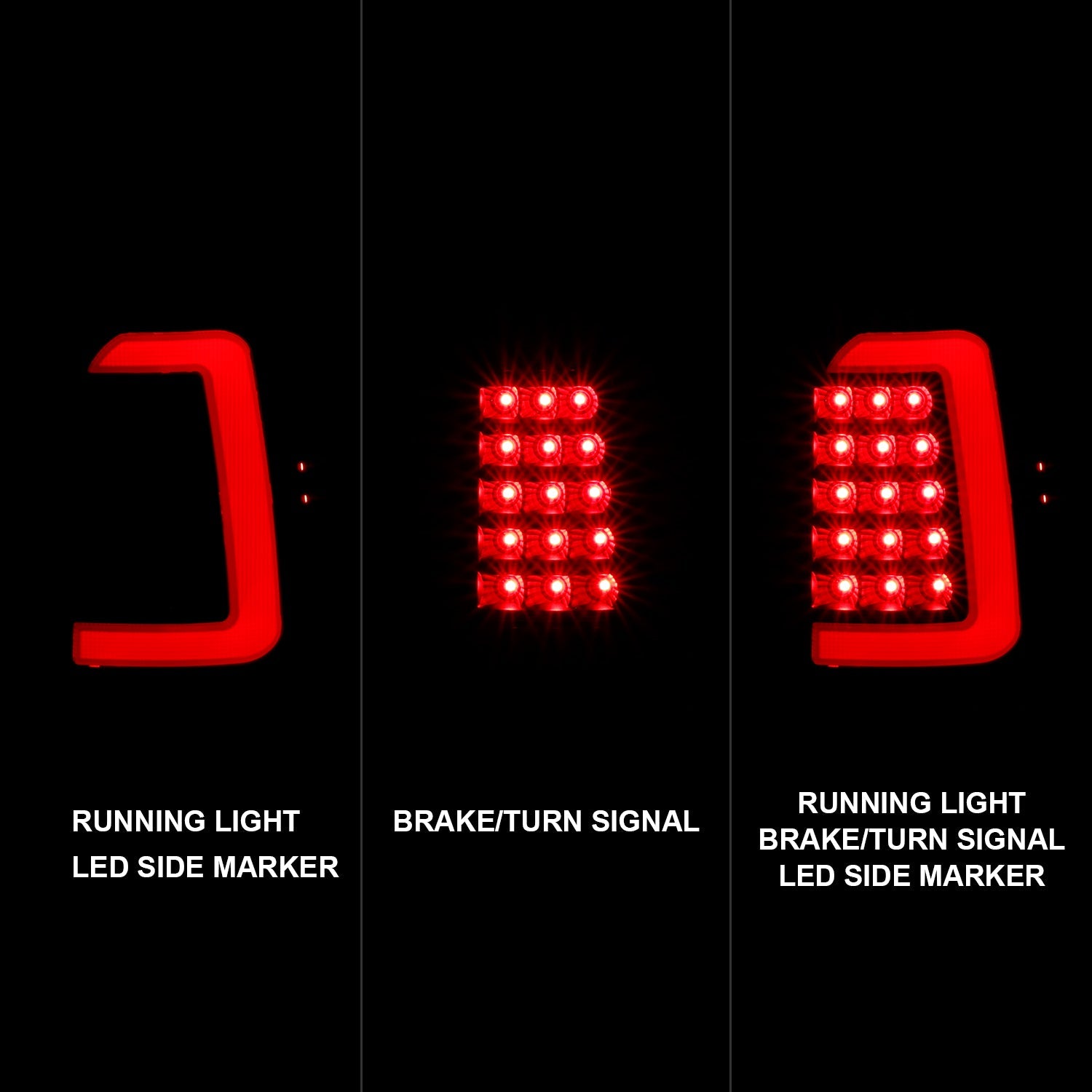 DODGE DAKOTA 97-04 LED BAR STYLE TAIL LIGHTS BLACK SMOKE LENS