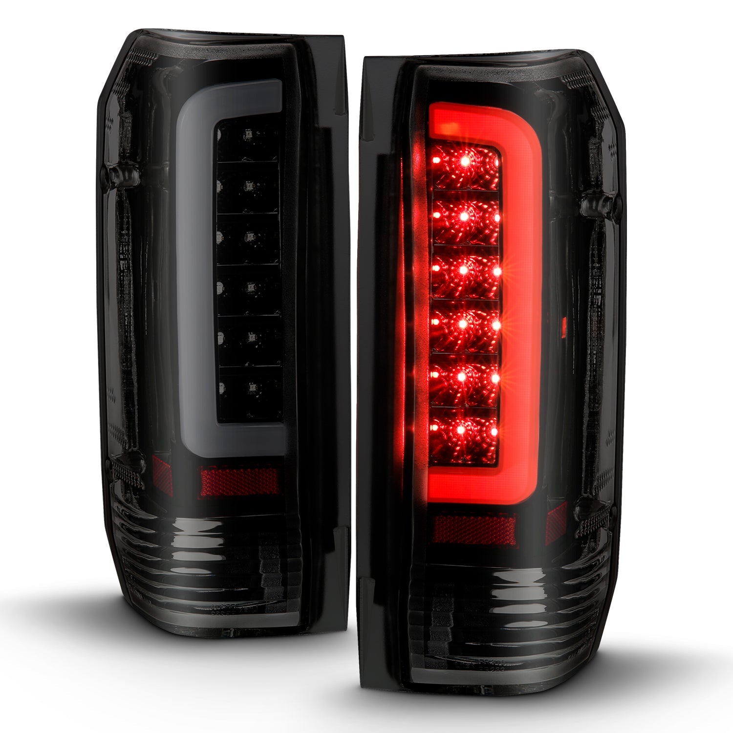 FORD F-150 87-96 / F-250/F-350/F-450 89-98 / BRONCO 87-96 LED C BAR TAIL LIGHTS BLACK SMOKE LENS