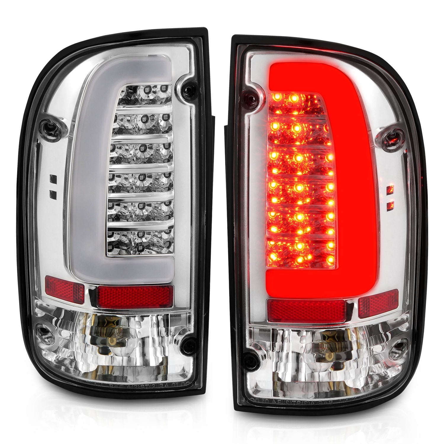 TOYOTA TACOMA 95-00 LED TAIL LIGHTS CHROME CLEAR LENS