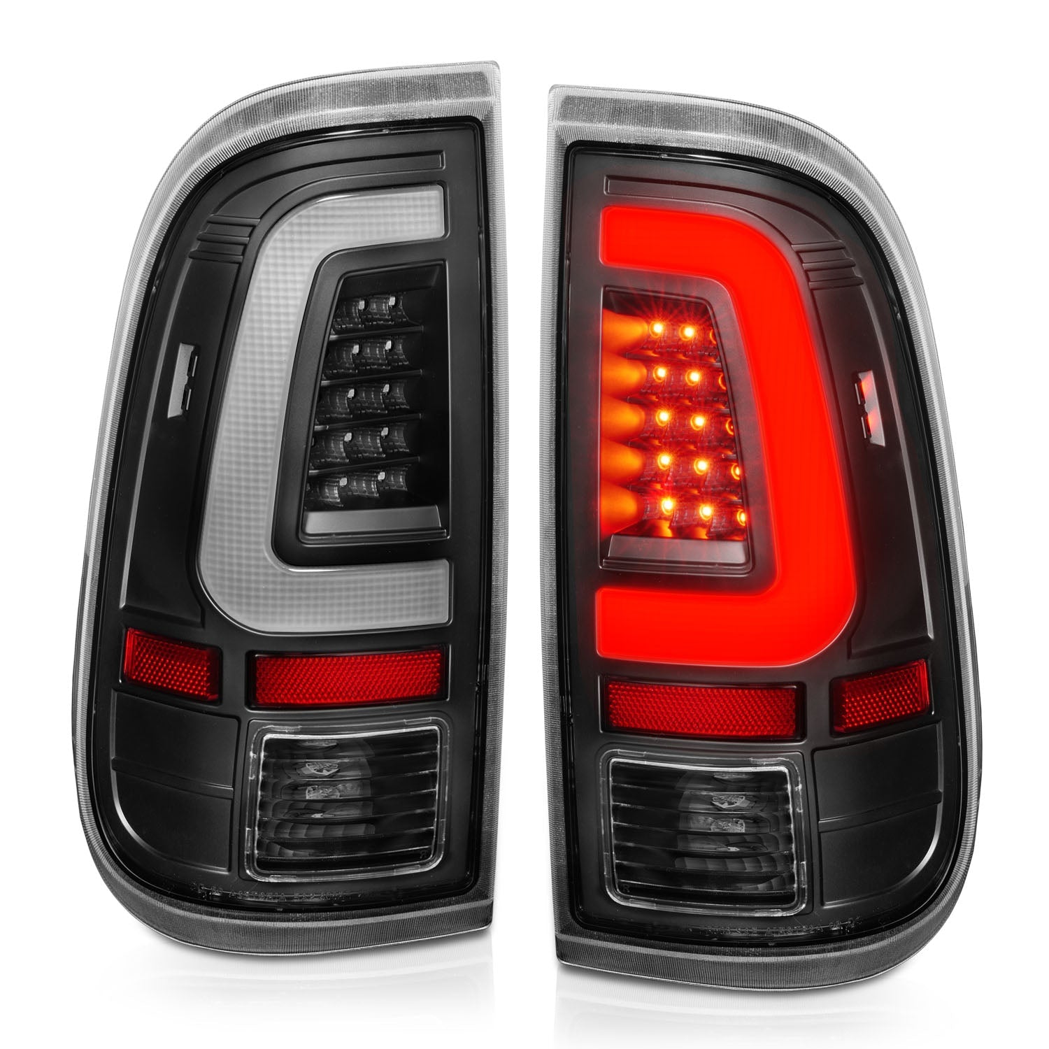 FORD F-250/F-350/F-450/F-550 SUPER DUTY 08-16 LED C BAR TAIL LIGHTS BLACK CLEAR LENS