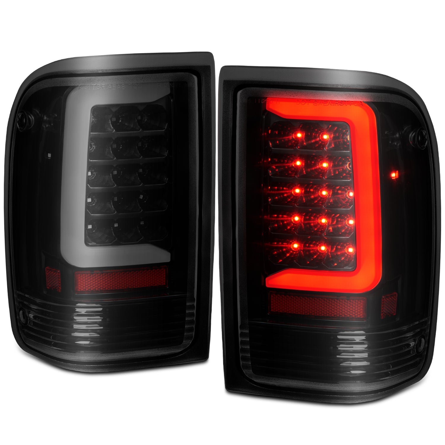 FORD RANGER 93-97 LED C BAR TAIL LIGHTS BLACK SMOKE LENS