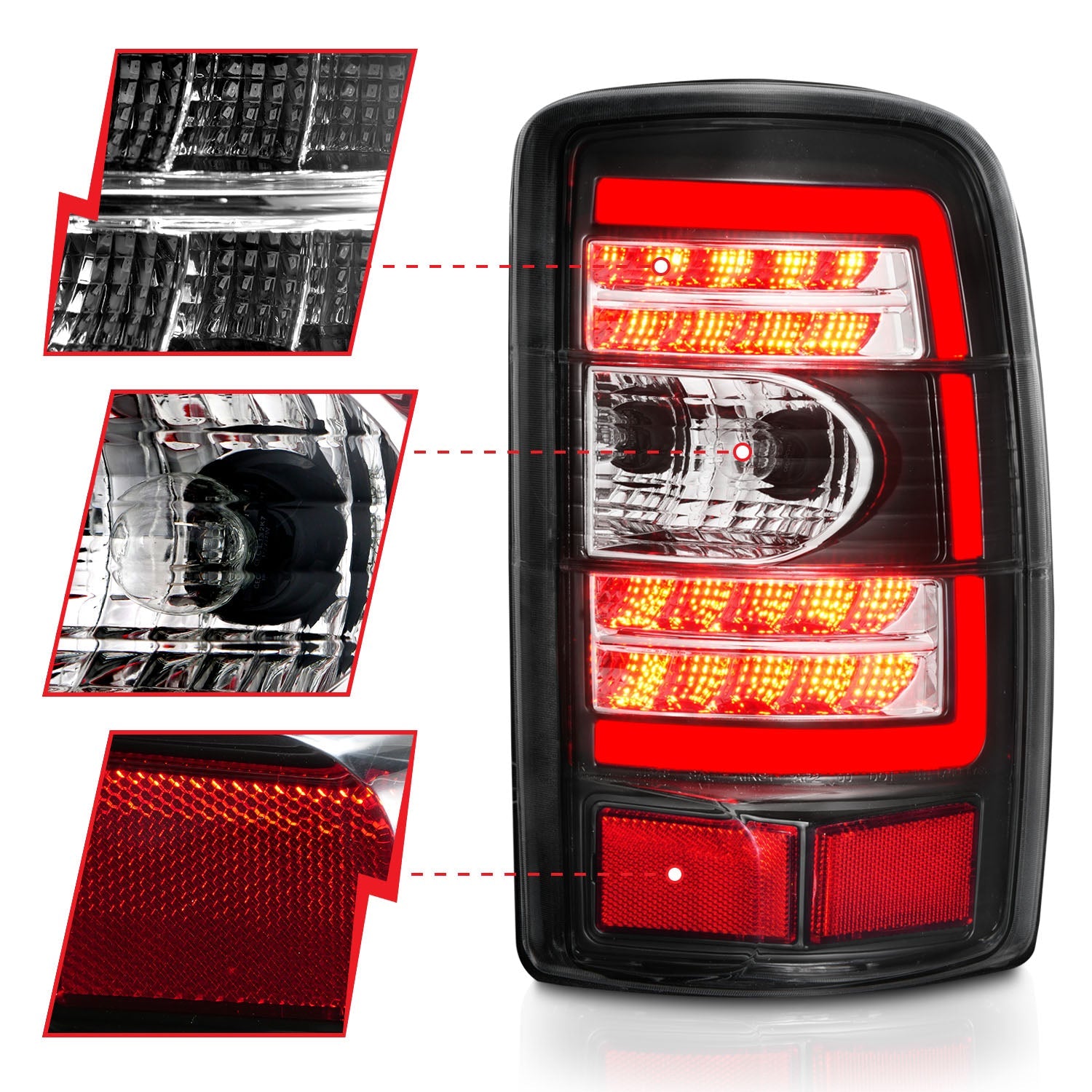 CHEVY TAHOE/SUBURBAN / GMC YUKON/XL/DENALI 00-06 LED TAIL LIGHTS BLACK CLEAR LENS