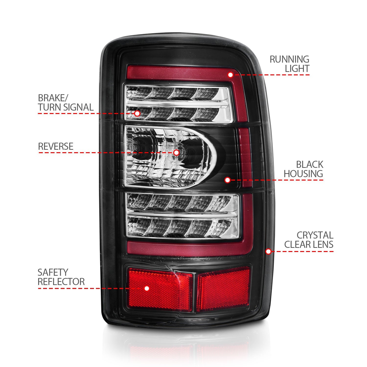 CHEVY TAHOE/SUBURBAN / GMC YUKON/XL/DENALI 00-06 LED TAIL LIGHTS BLACK CLEAR LENS