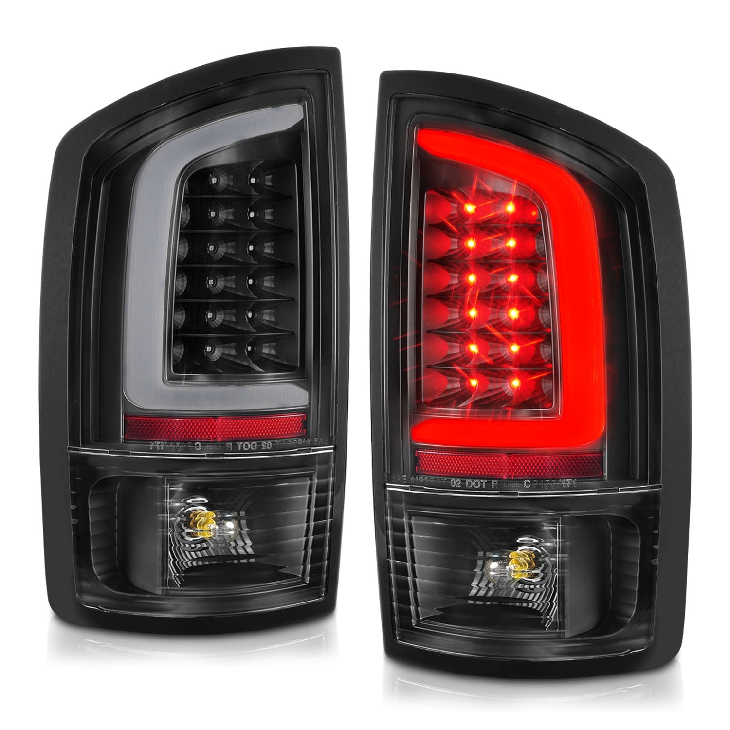 DODGE RAM 1500 02-06 / RAM 2500/3500 03-06 LED C BAR TAIL LIGHTS BLACK