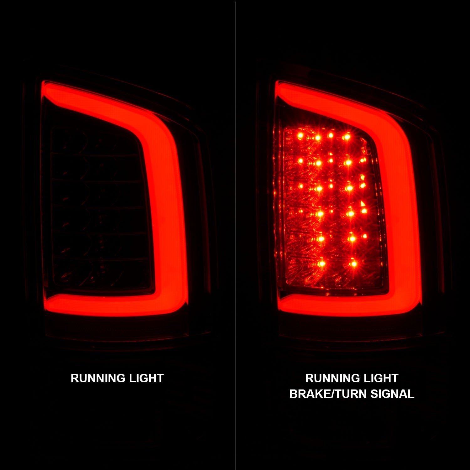 DODGE RAM 1500 02-06 / RAM 2500/3500 03-06 LED C BAR TAIL LIGHTS CHROME RED/CLEAR LENS